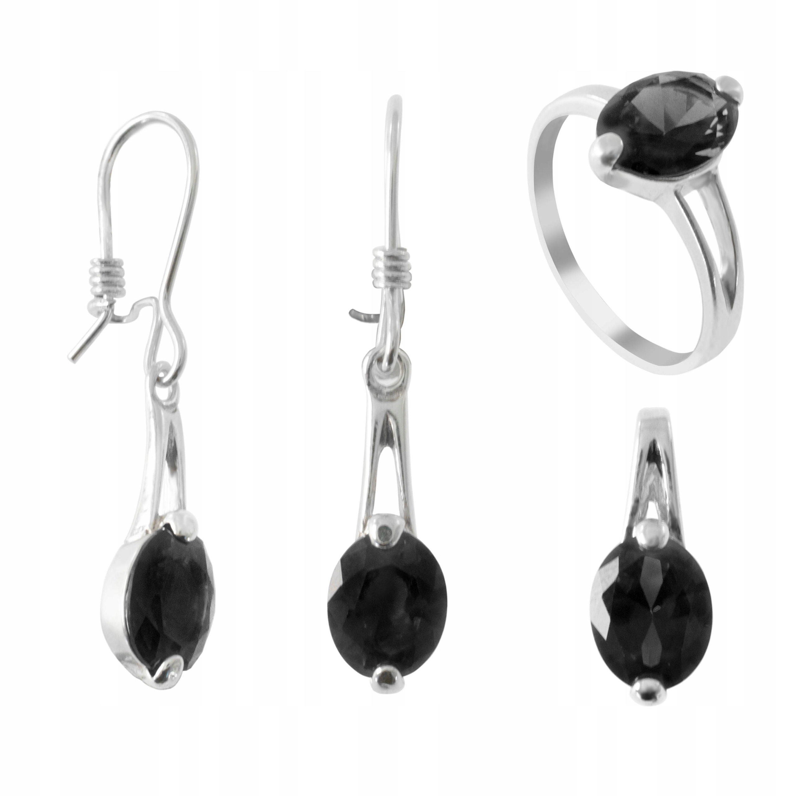 Stříbrný Komplet S Černými Zirkony Sopky 925