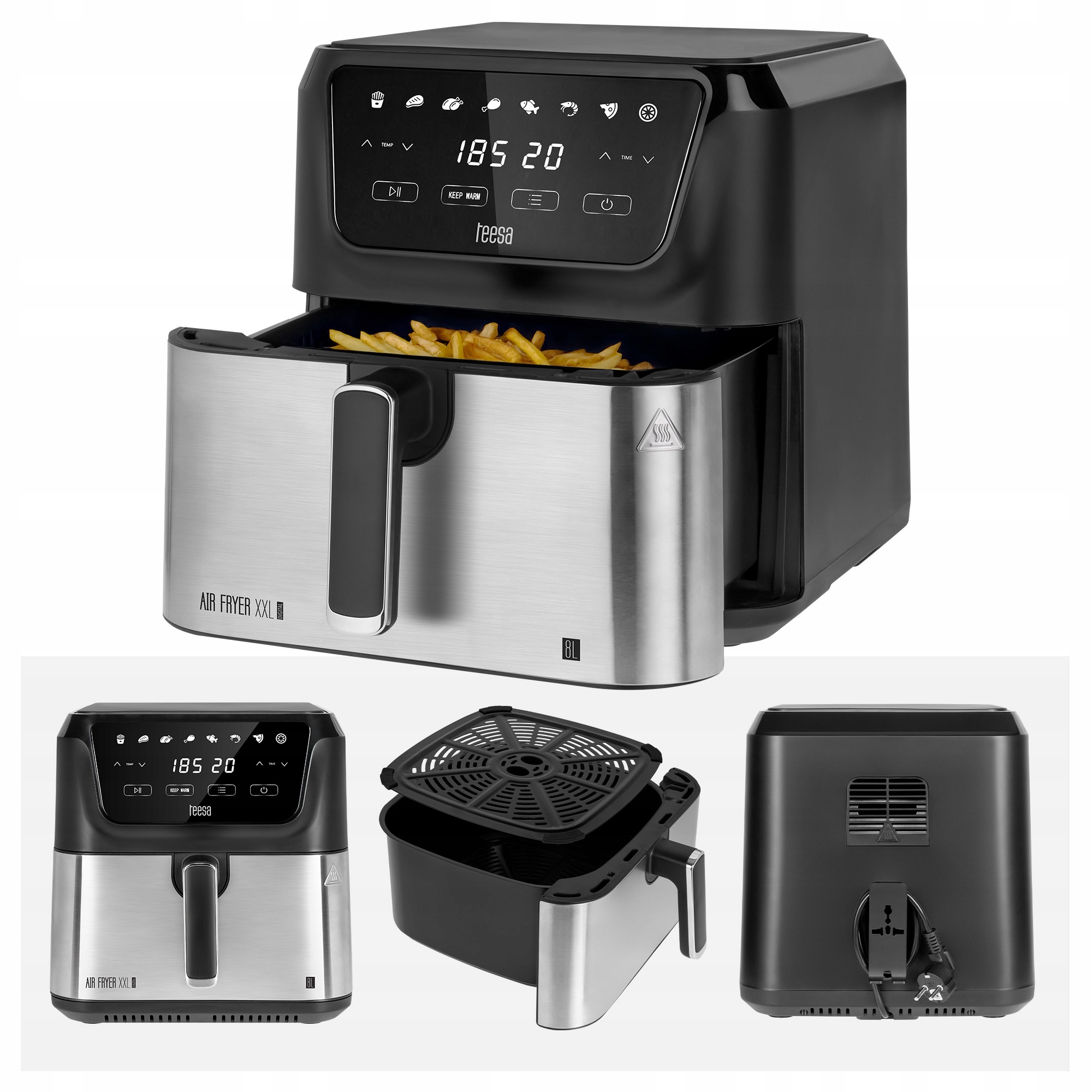 Frytkownica beztłuszczowa Teesa Digital Air Fryer XXL 8L 1700W duża miska