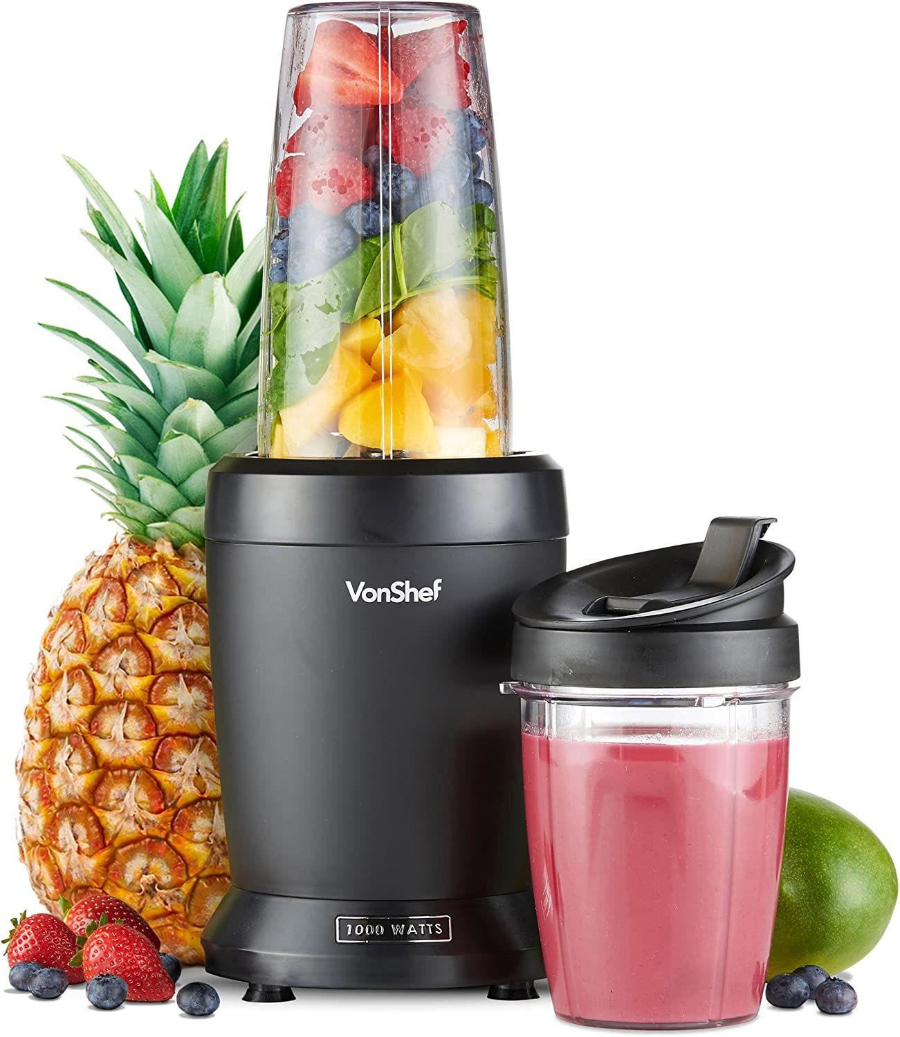 VONSHEF Mikser Smoothie Maker Do Owoców Warzyw i Lodu 1000W 500ml 800ml — miniatura 8