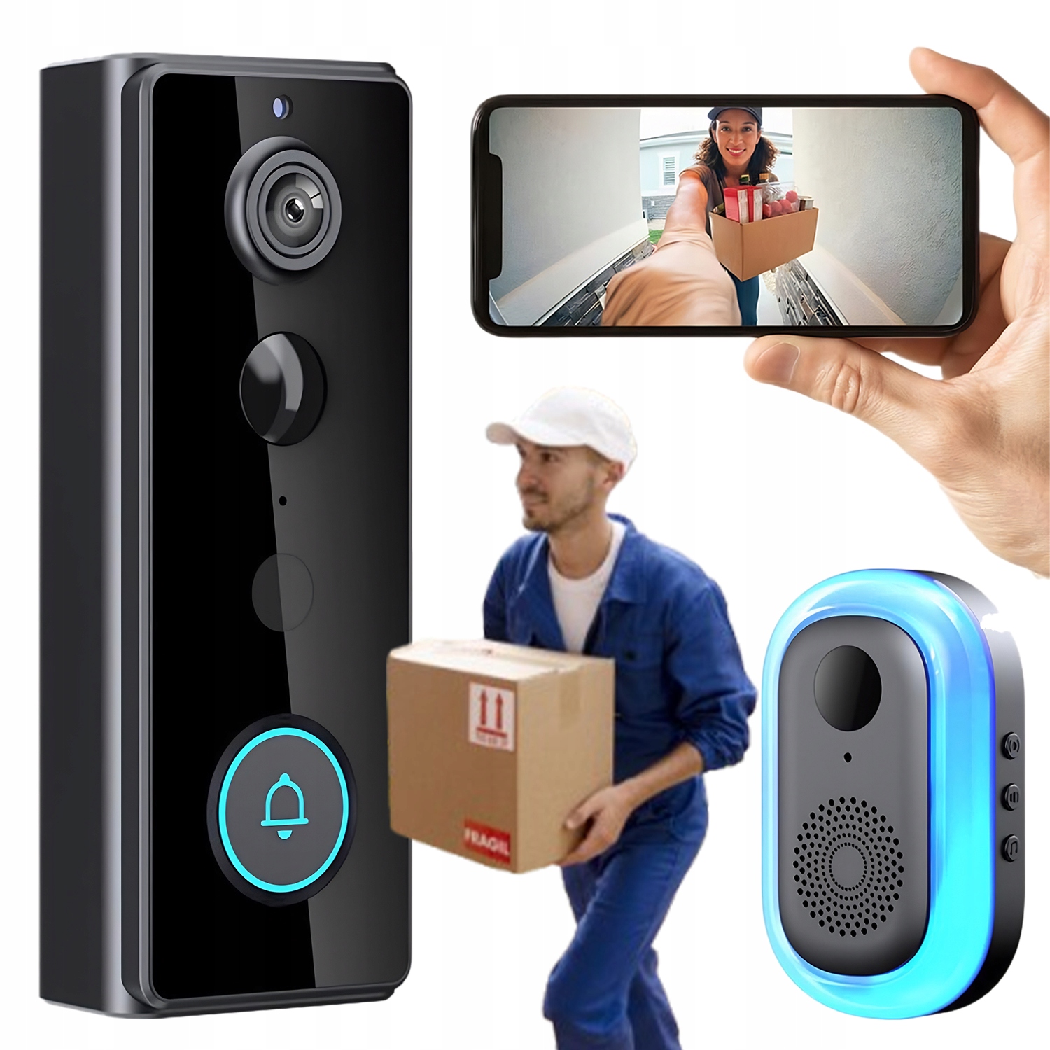 Bezdrátový Zvonek Na Dveře Do Branky Na Baterie, Voděodolný, Venkovní