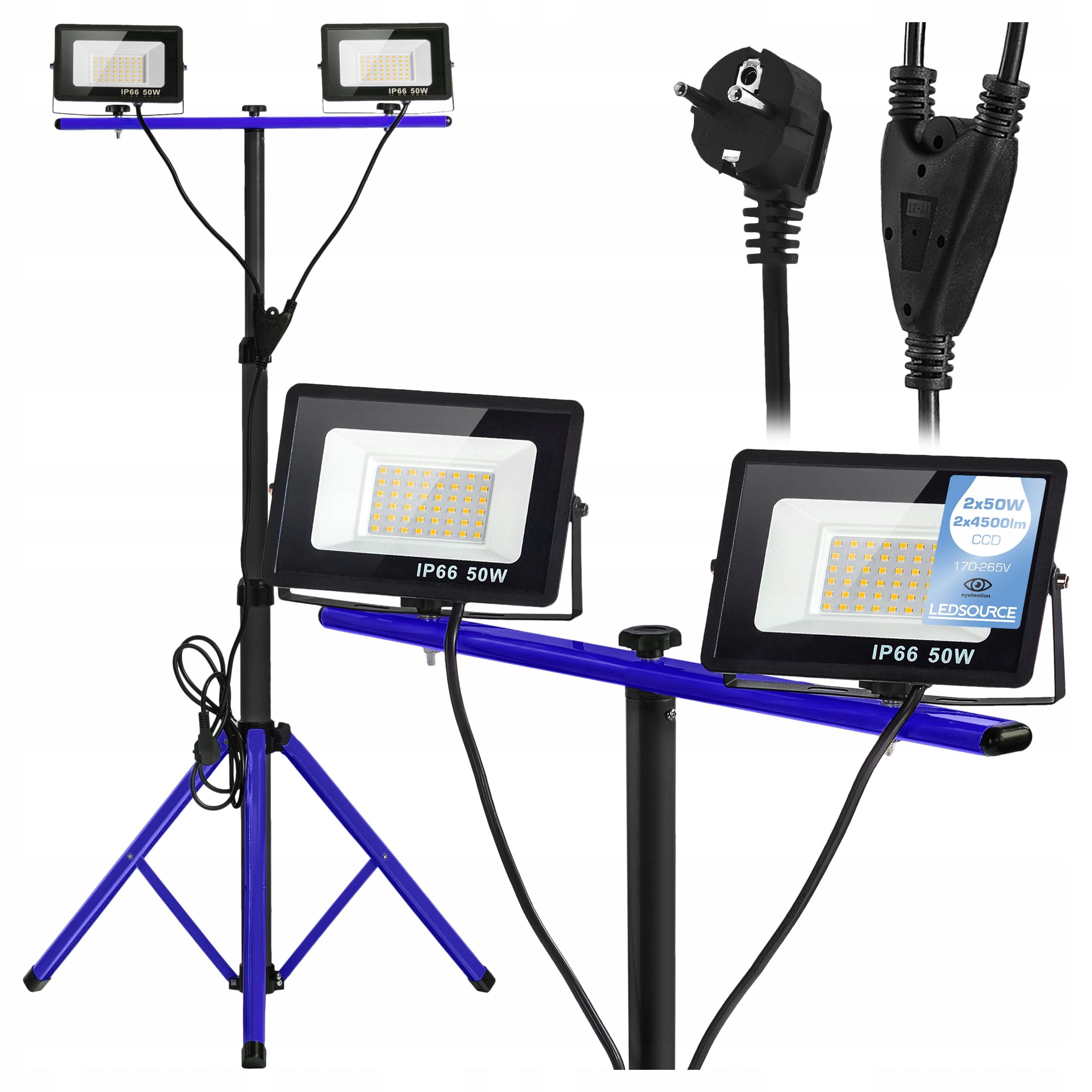 Stojan Stativ 100W Osvětlení Pracovní lampa Halogen Stavební s zástrčkou