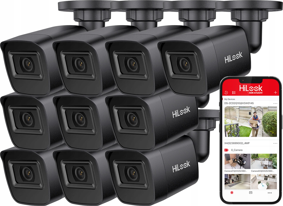 Sada 4MPx vonkajších kamier PoE 2K+ HiLook od spoločnosti Hikvision IPC-B141H-C Black