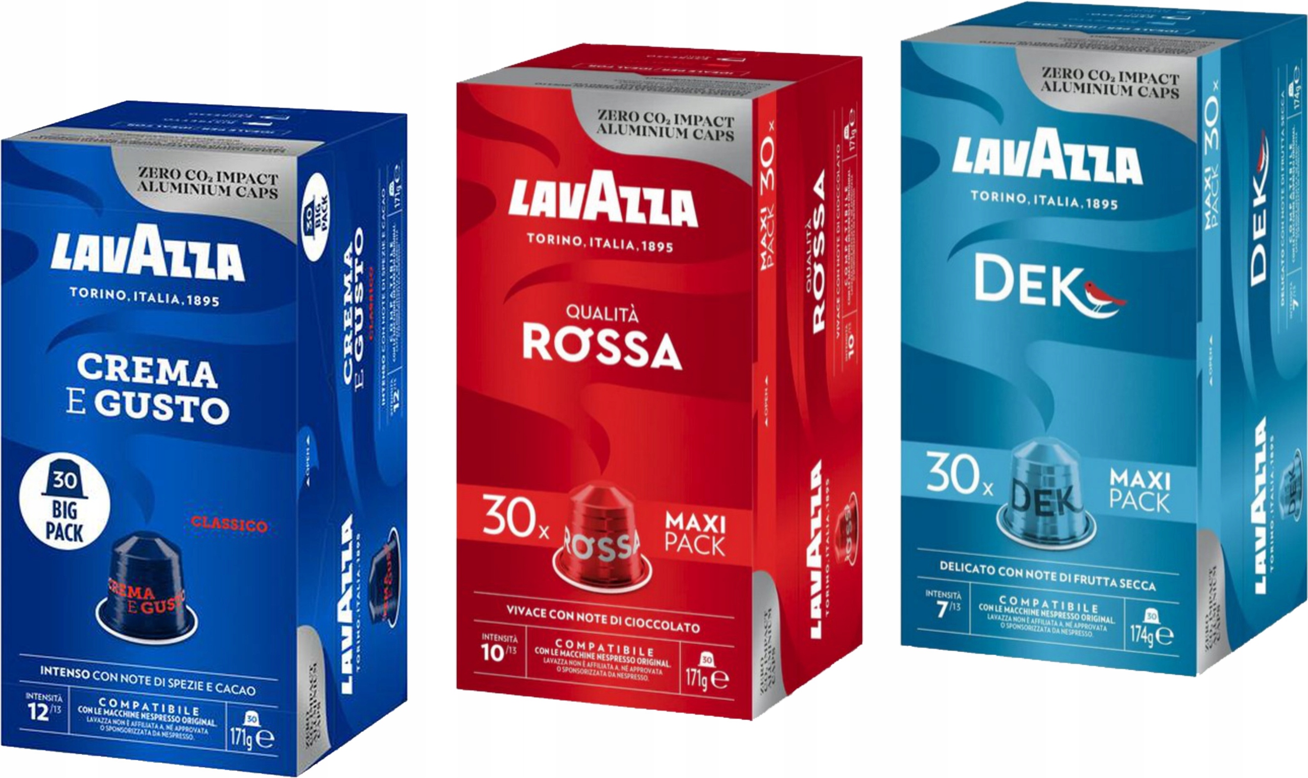 Kapsułki do Nespresso Lavazza Rossa Classico Dek Zestaw 3x30