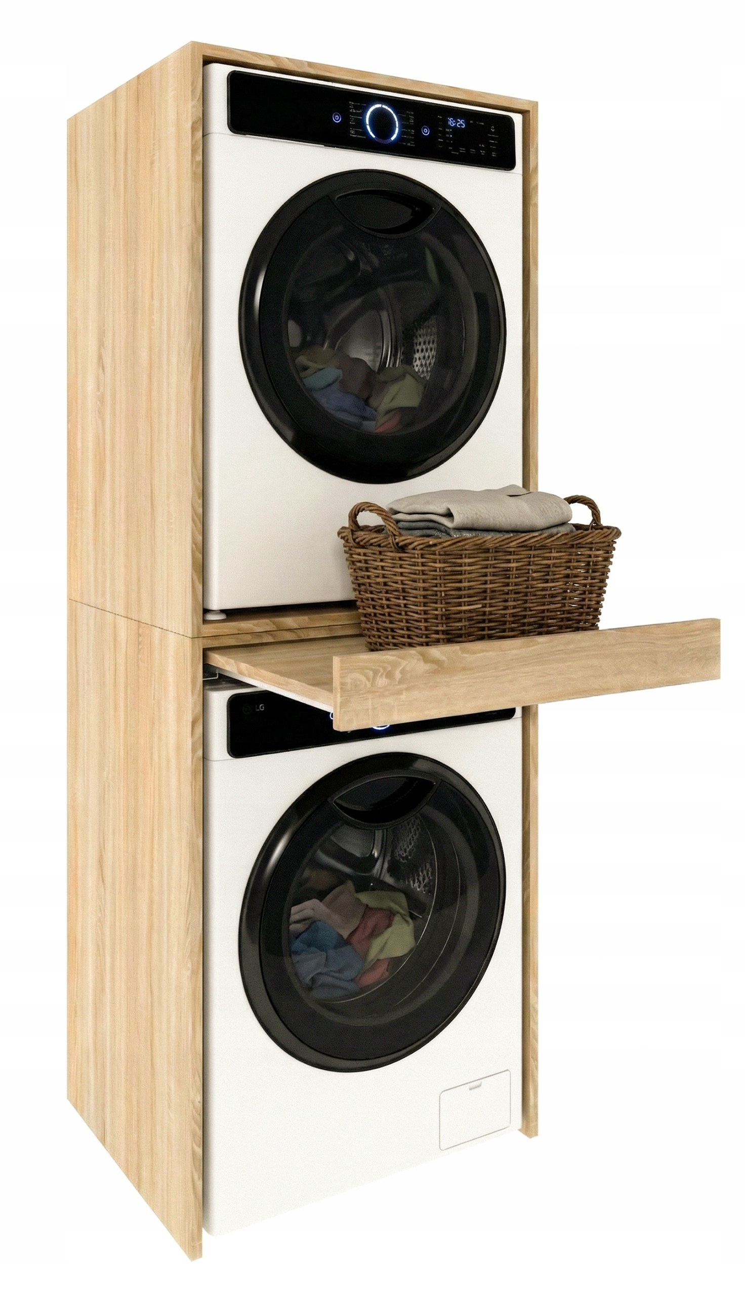 Skříňka na pračku a sušičku Sloupek Výsuvná police Dub Sonoma 184x66x64