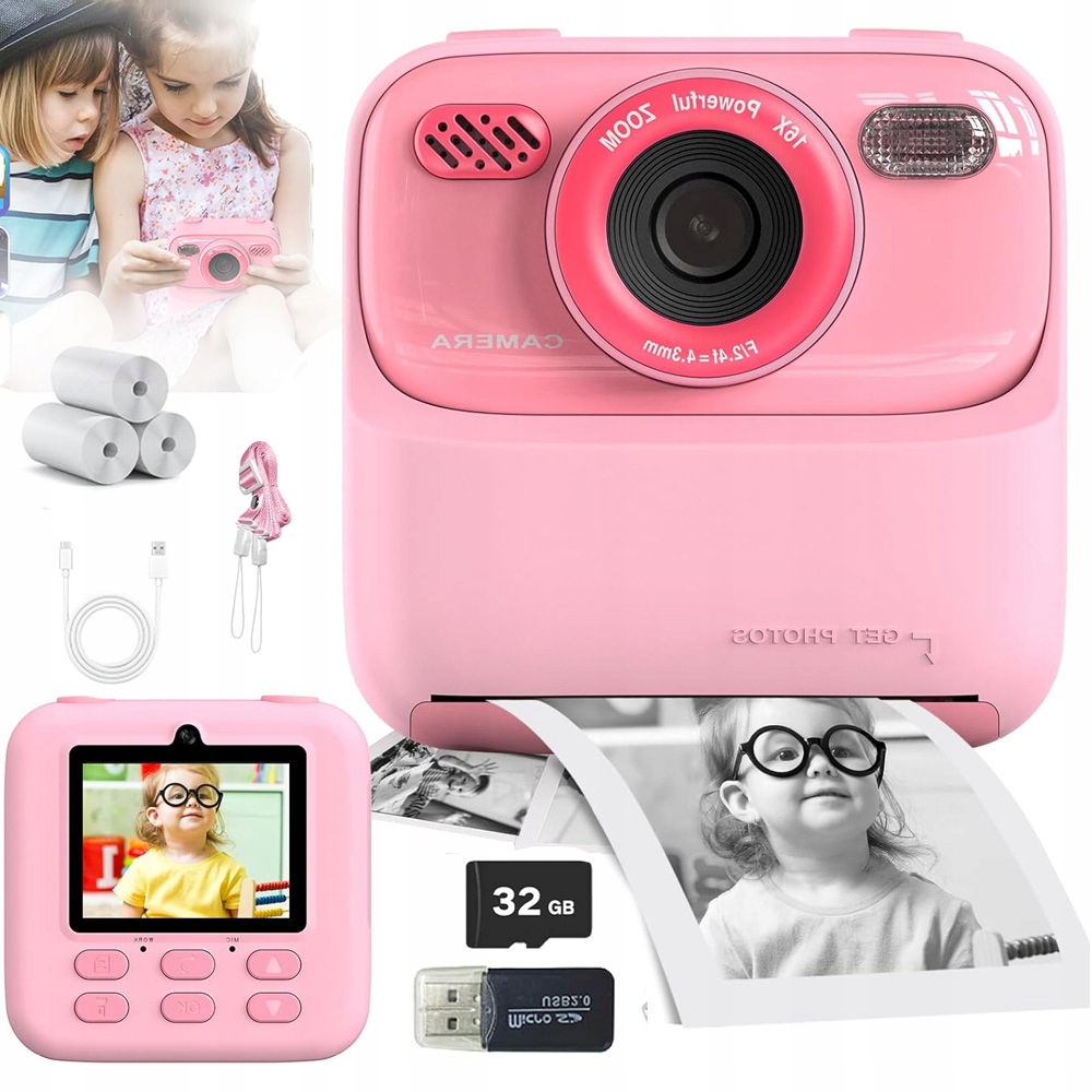 Fotoaparát Pro Děti Digitální Instantní 32GB Ideální Dárek