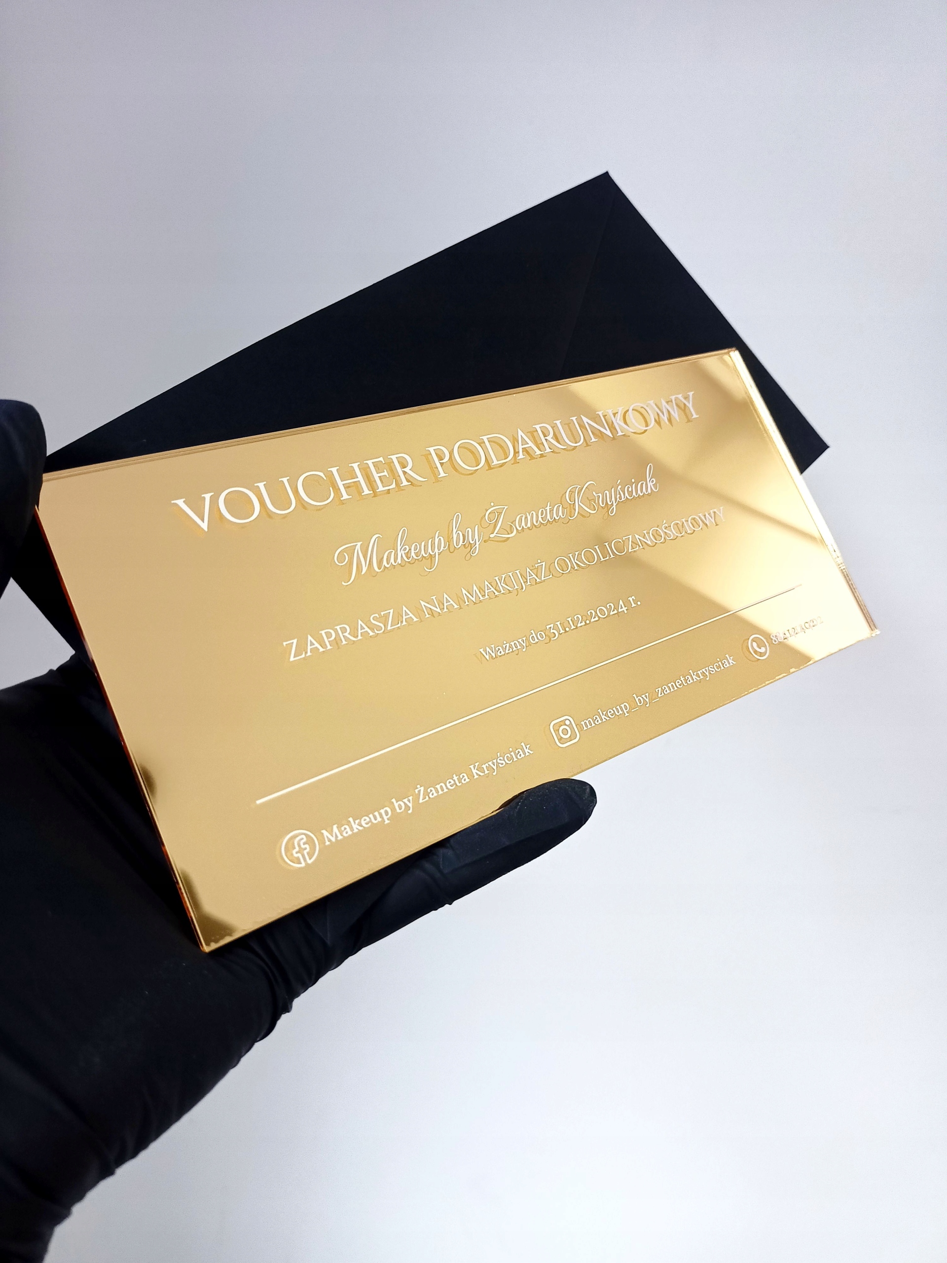 Akrylowy Lustrzany Voucher Bon Podarunkowy Beauty 1 szt Marka inna