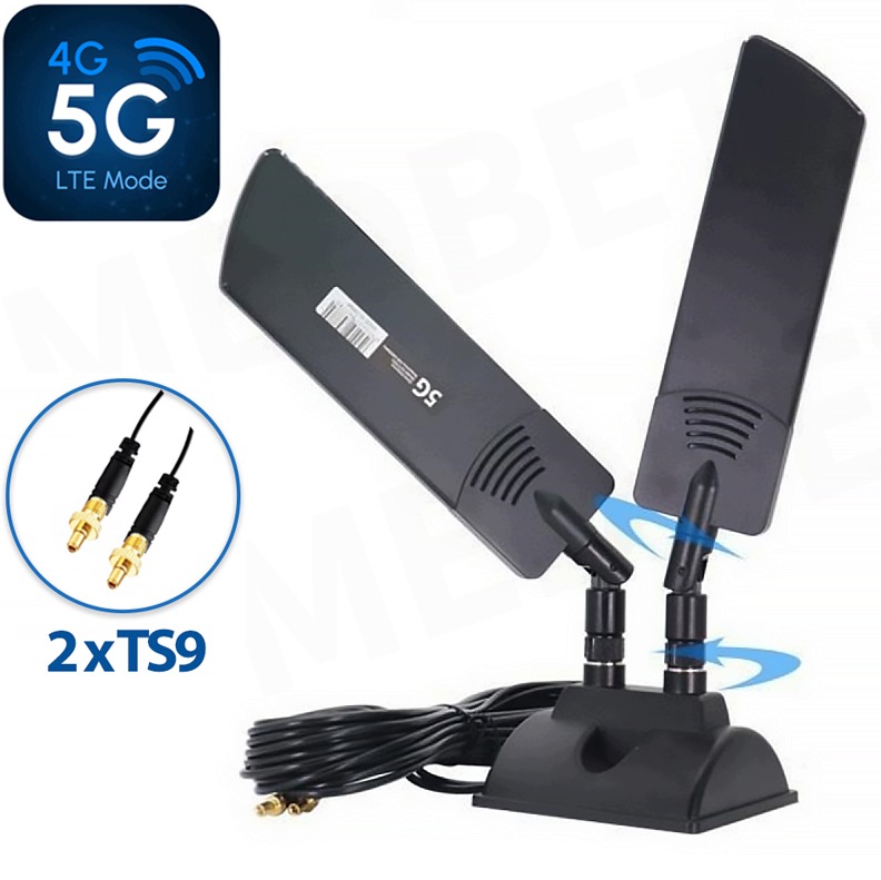 Duální Výkonná Anténa Vp Pro XL+ 31 dBi 2 x Konektory TS9 Wi-Fi Gsm Lte 4G 5G