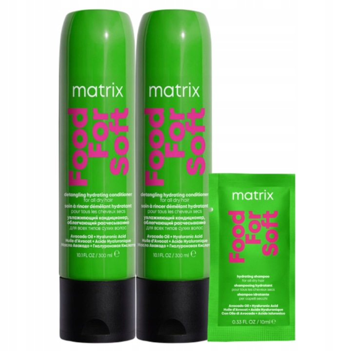 Matrix Food For Soft kondicionér na suché a poškozené vlasy Sada 2 x 300 ml +dárek