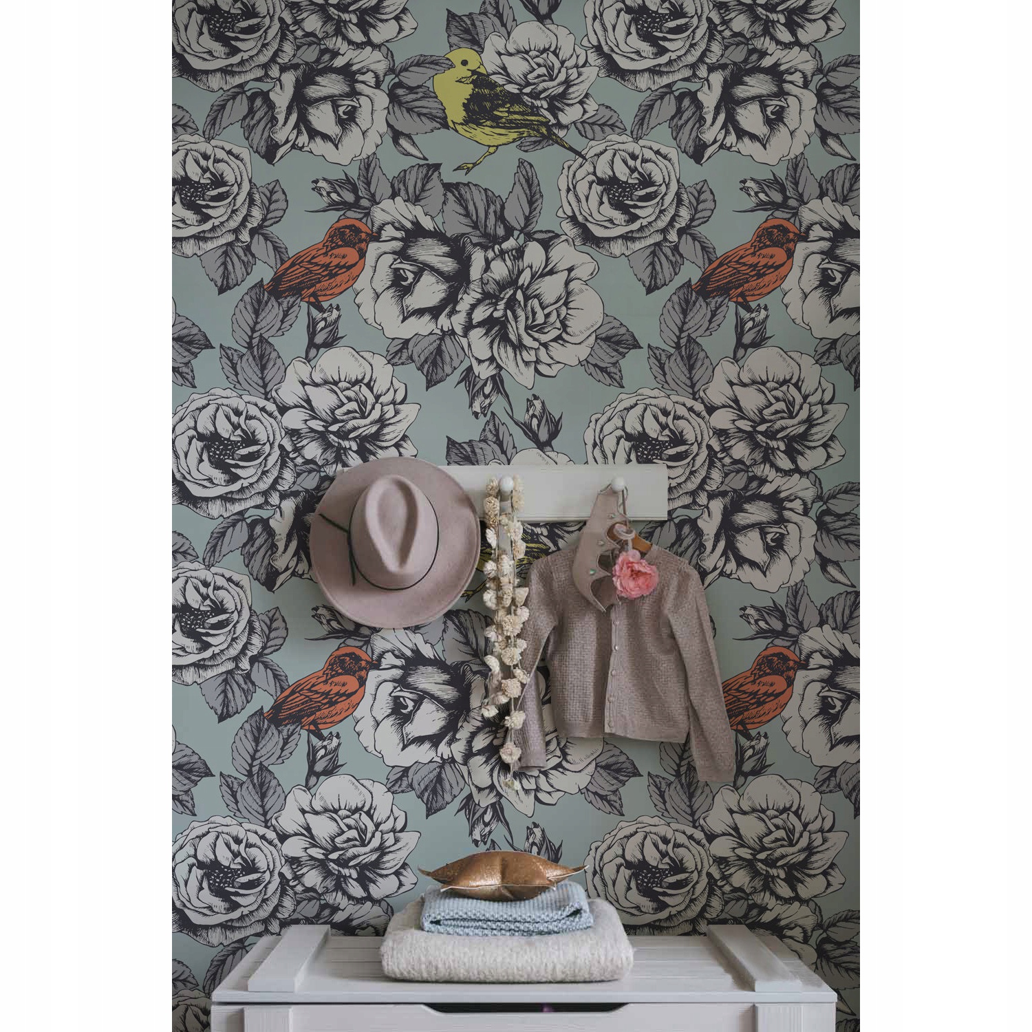 

Fototapeta flizelinowa Róże i ptaki 416x254 + klej