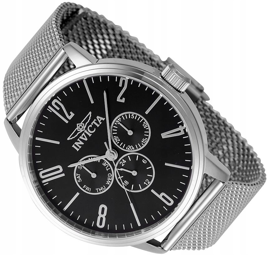 Pánské Hodinky Invicta 47119 Černé S Multi Datumem Srebnry Mesh Box 44 mm