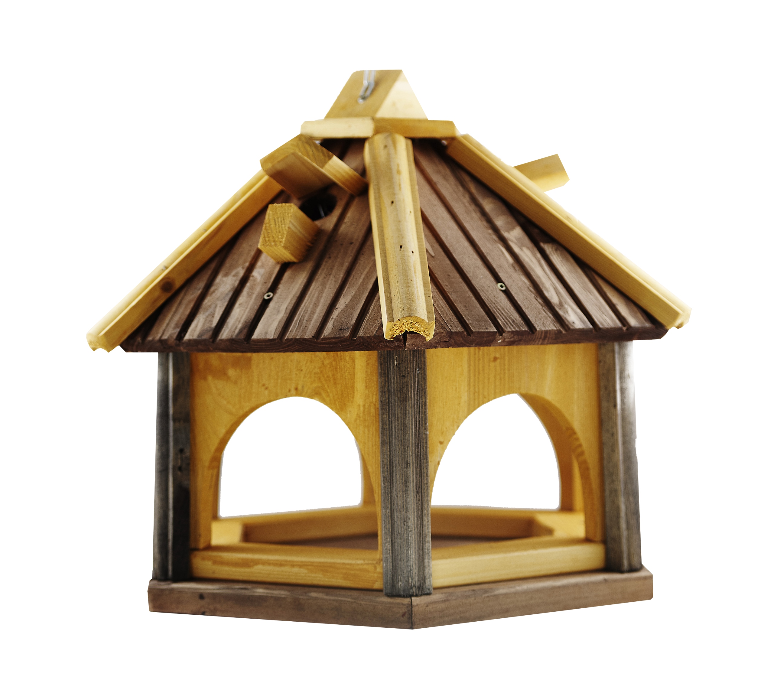 Krmítko pro ptáky s hnízdní budkou k zavěšení