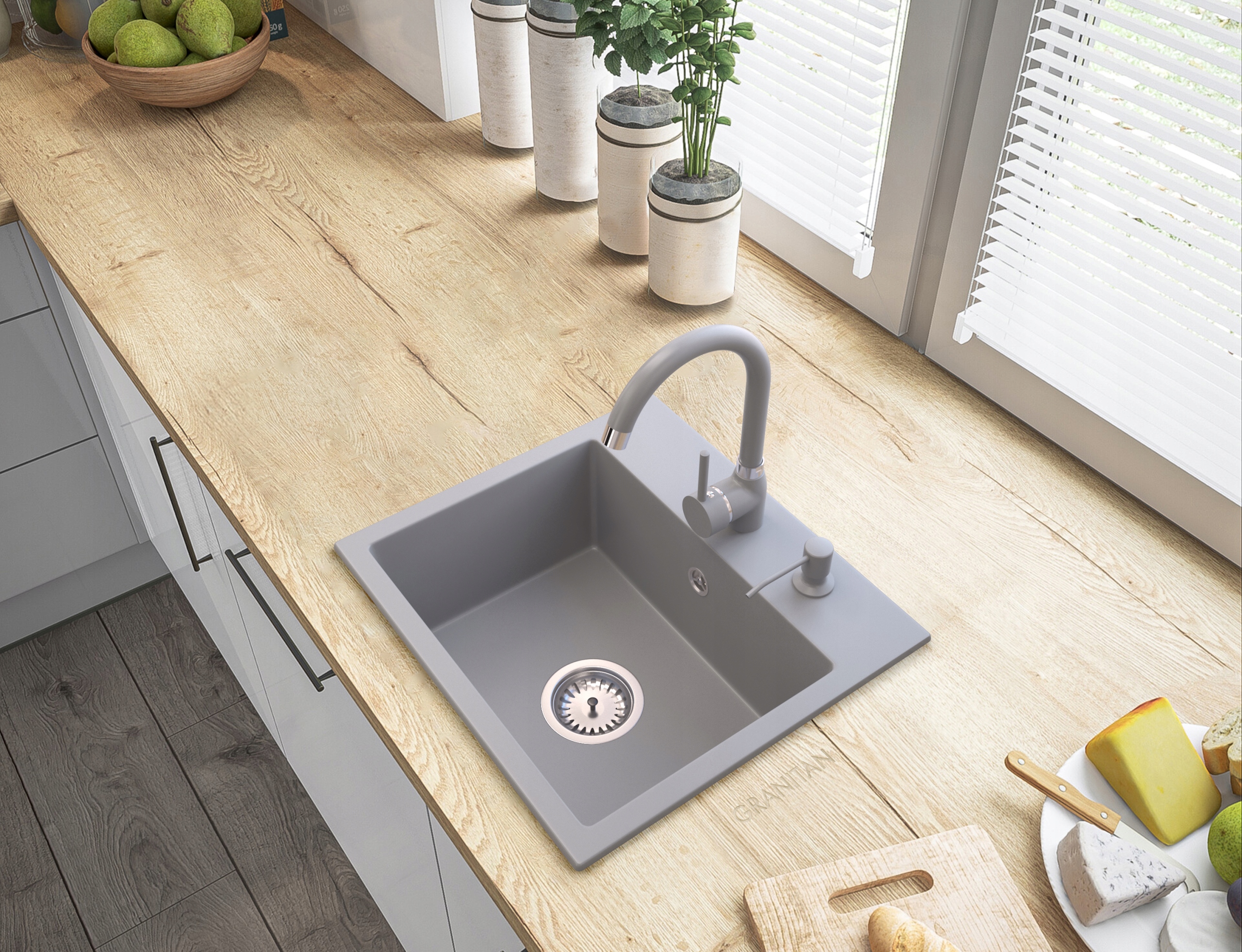 DOZOWNIK SZARY PŁYNU MYDŁA ZLEWOZMYWAK ZLEW GRANIT Kolor pompki chrom