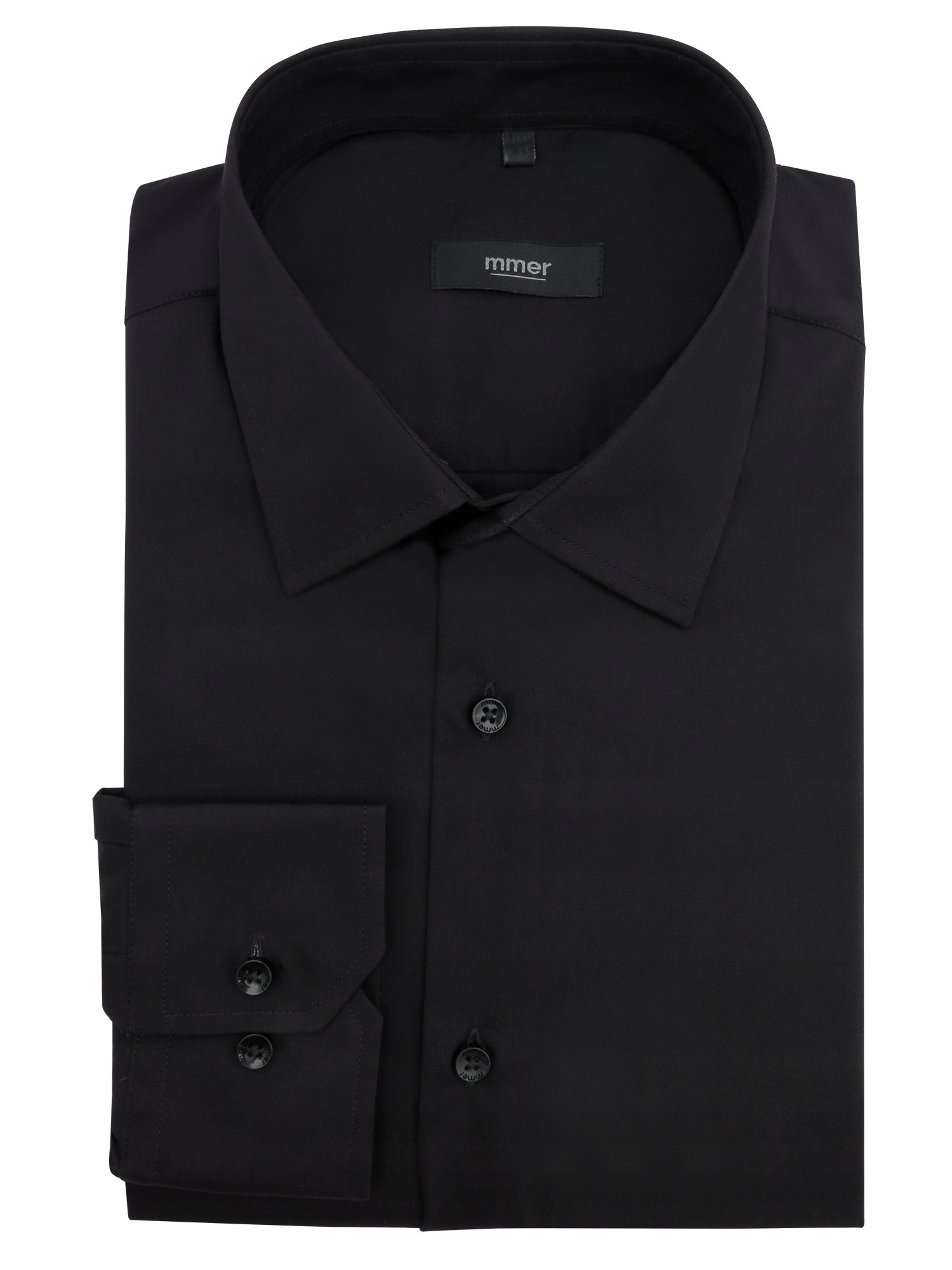 CZARNA KOSZULA MĘSKA 006 MMER 188-194 41-SLIM FIT Rękaw długi rękaw