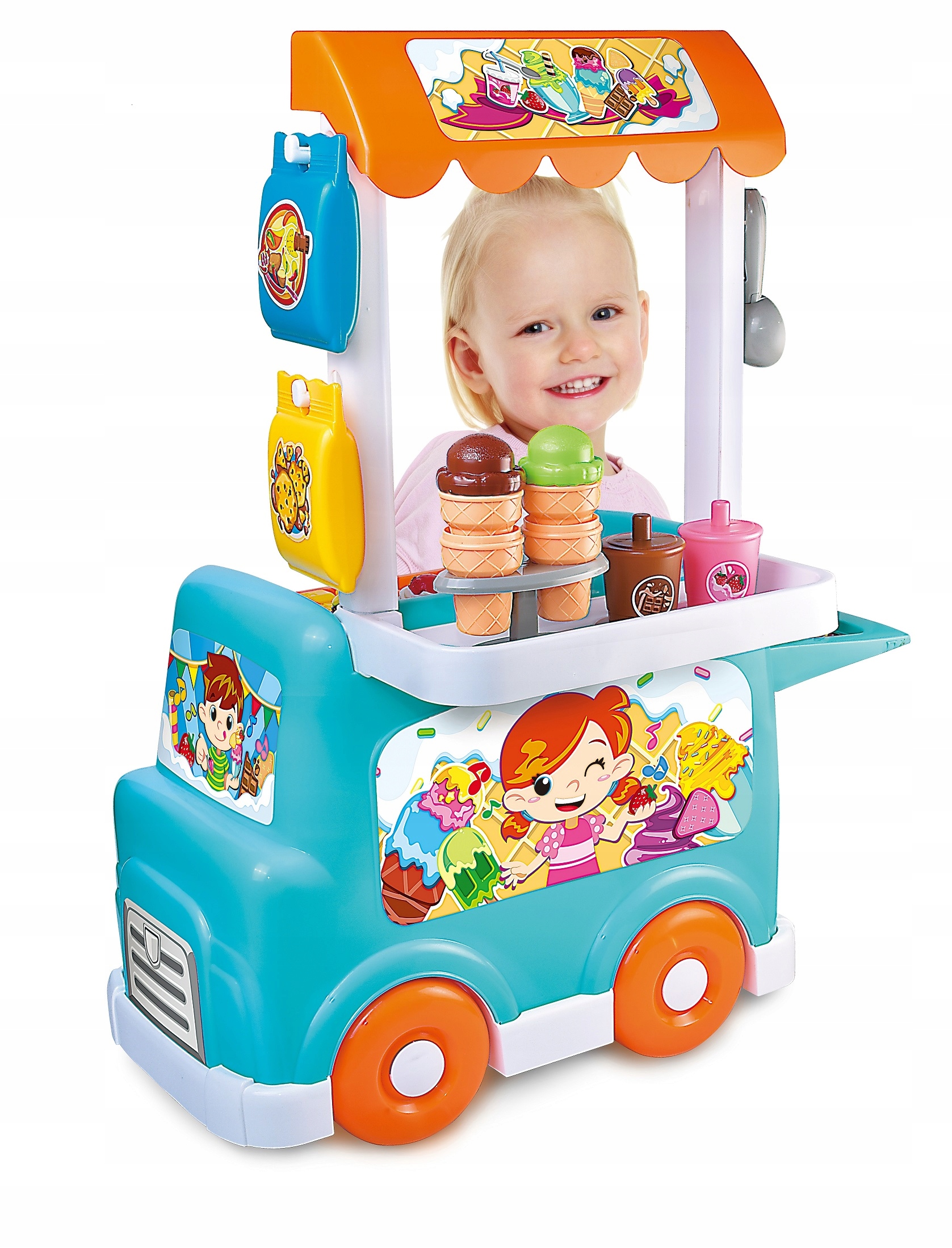 DUMEL WÓZEK Z LODAMI AKCESORIA KASA FOODTRUCK melodie lody 18m+ 44587