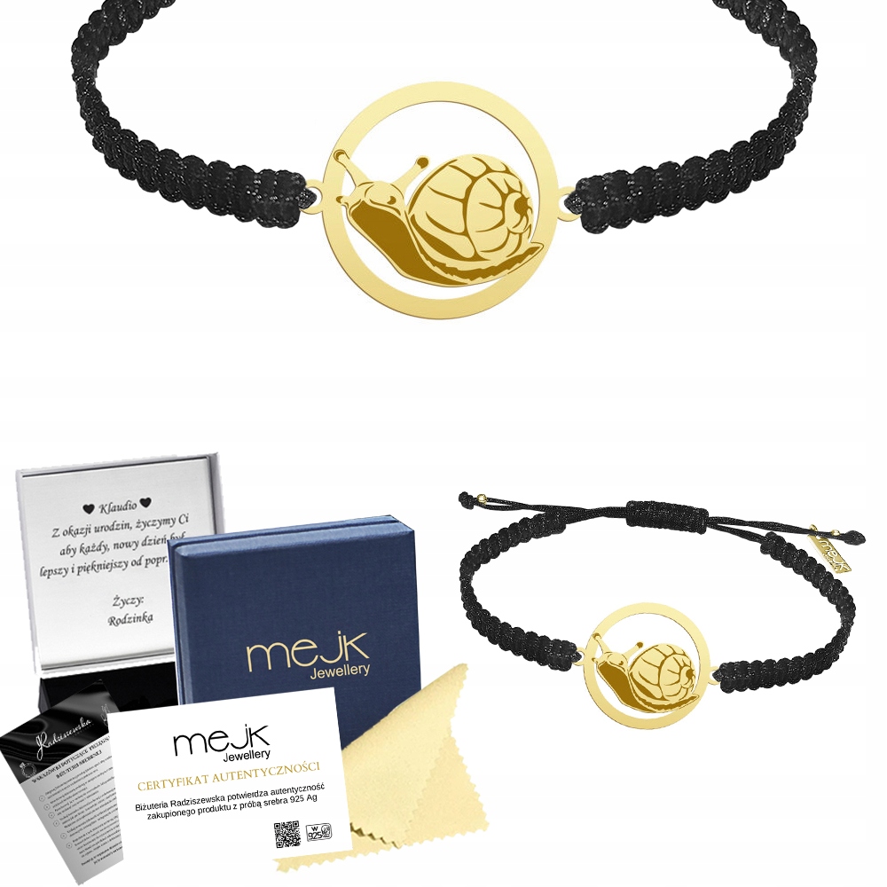 Zlatý náramek se slimákem 925 Makramé Dárek Šperky Gravírování Bonus