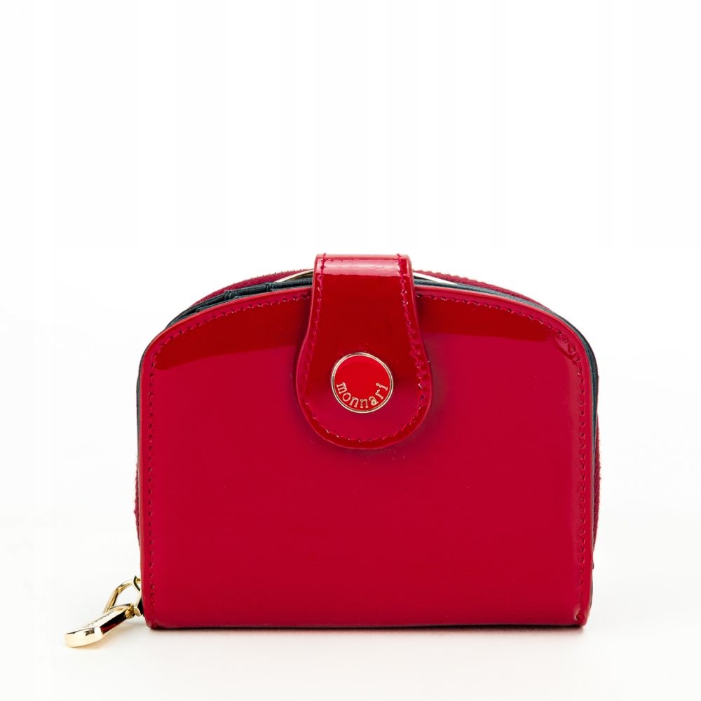 Czerwona Mała Portmonetka Monnari Skórzana Lakierowana Na Zatrzask