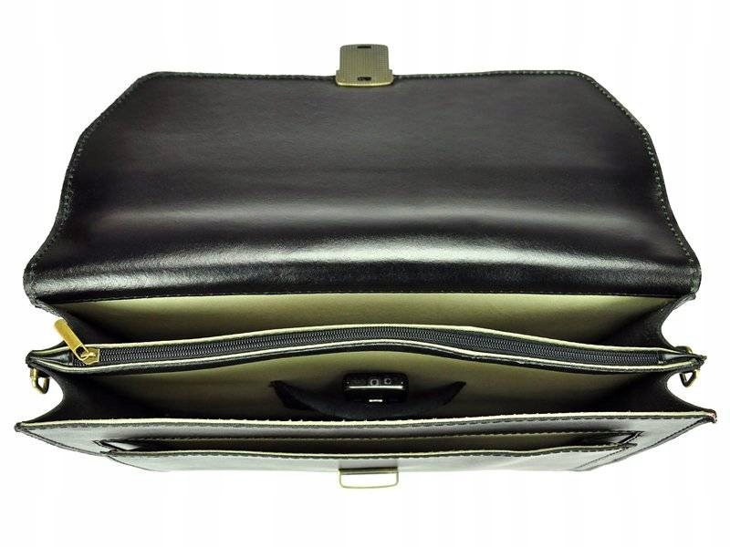 MĘSKA TECZKA SKÓRZANA CZARNA NA DOKUMENTY LAPTOP Kolor czarny