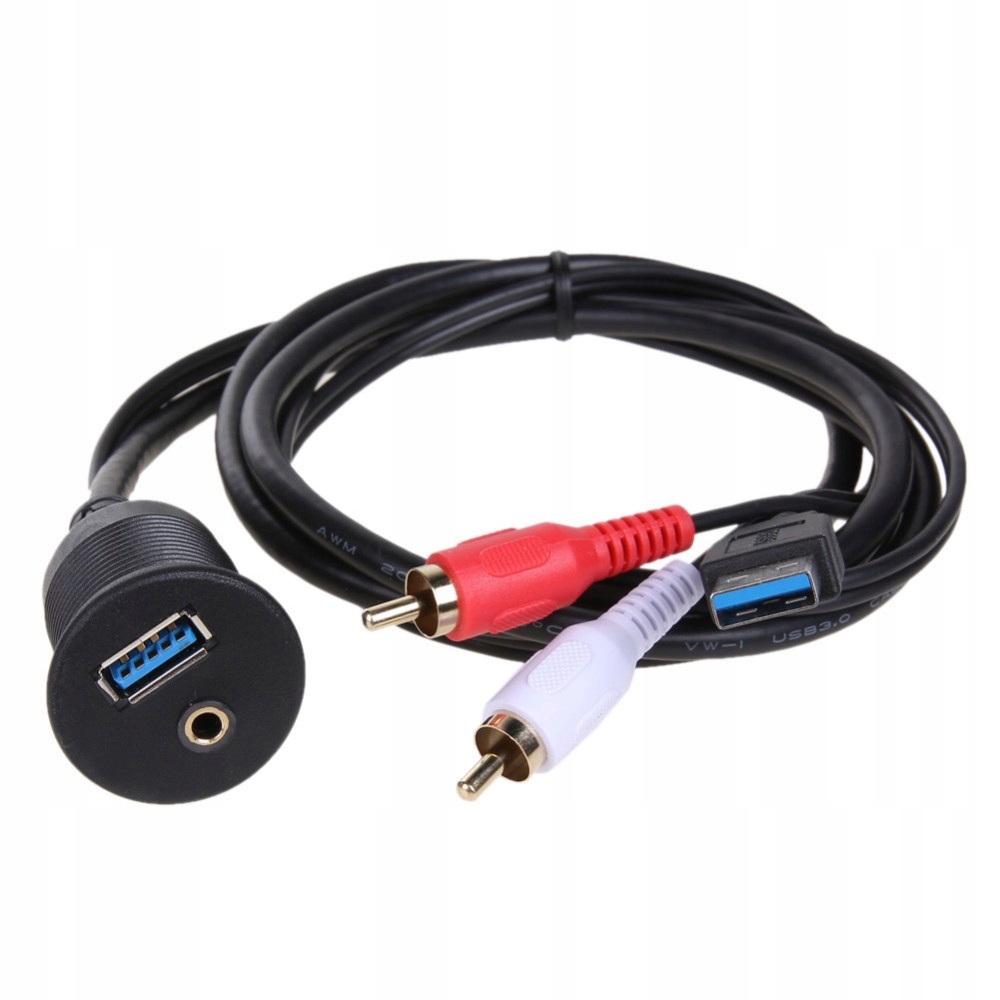 Przedłużacz 2 m USB 3.0 QC 3.0 AUX MINIJACK RCA CINCH gwint panel montaż Kod producenta P2MU30RCA