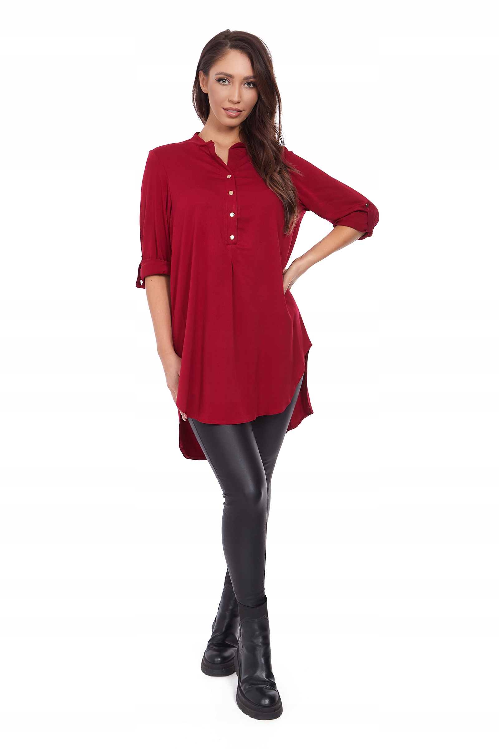 ASYMETRYCZNA luźna DŁUGA KOSZULA KOLORY* R - 44 Rękaw rękaw 3/4