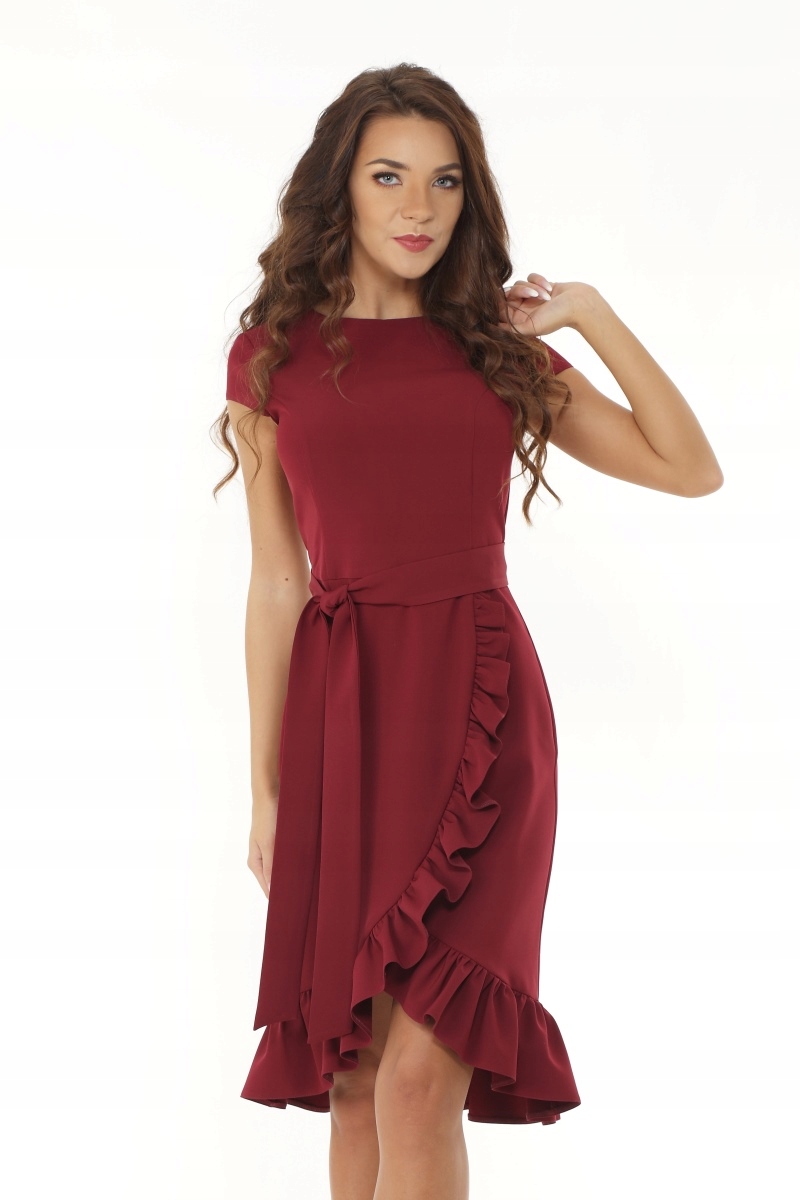 Šaty asymetrická s volánkem a páskem, M