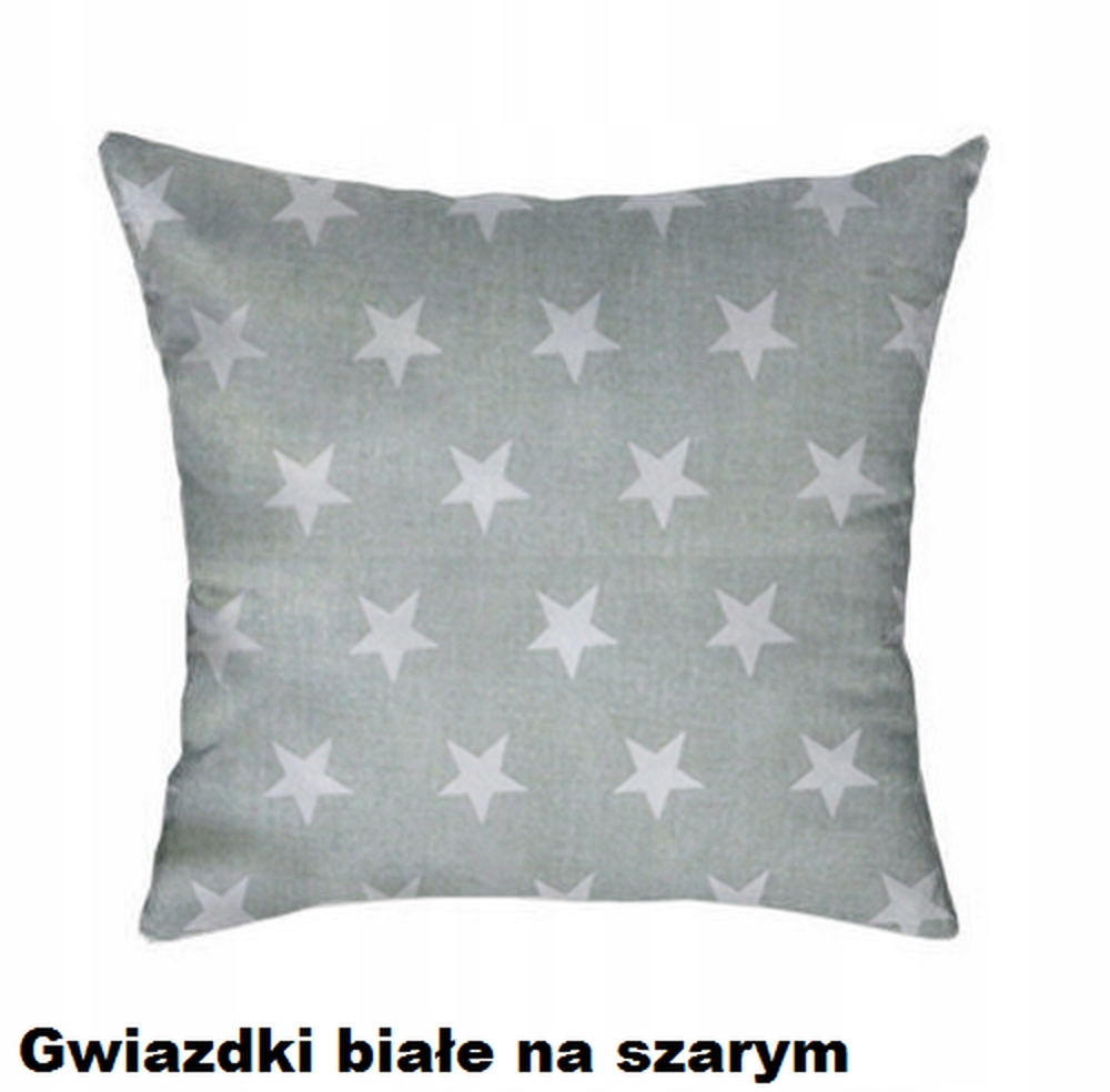 Poszewka na poduszkę jasiek 40x40cm, 100% Bawełna Gwiazdki białe na szarym Stan opakowania oryginalne