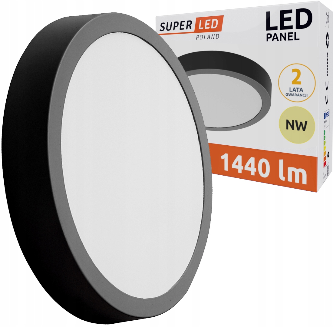 Panel Plafon Lampa LED Natynkowy 18W CCD czarny okrągły
