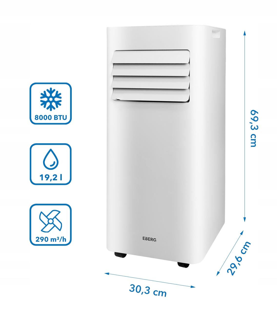 Klimatyzator przenośny RIO MINI 2,3kW osuszacz 19l/24h LED WiFi + ClimaLock Marka EBERG