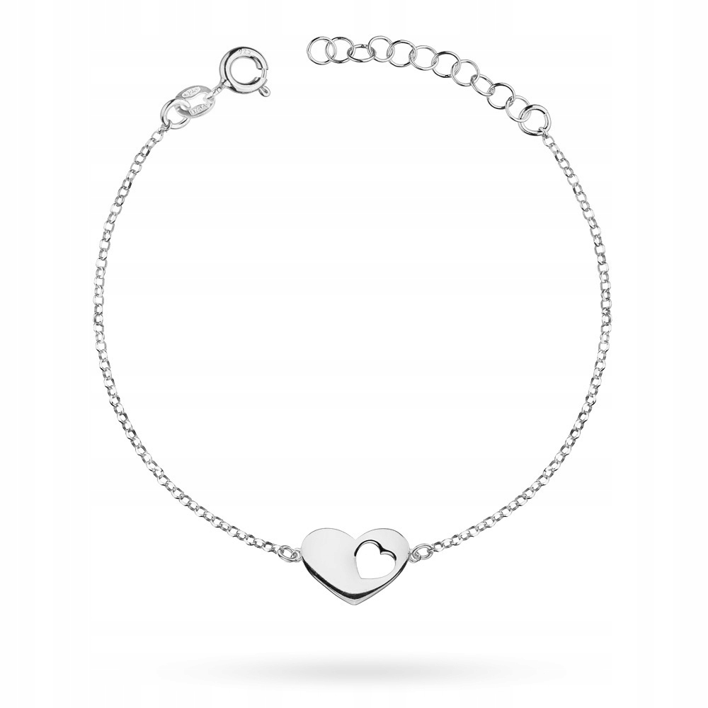 

Piękna Srebrna Bransoletka pr. 925 Serca Serduszka