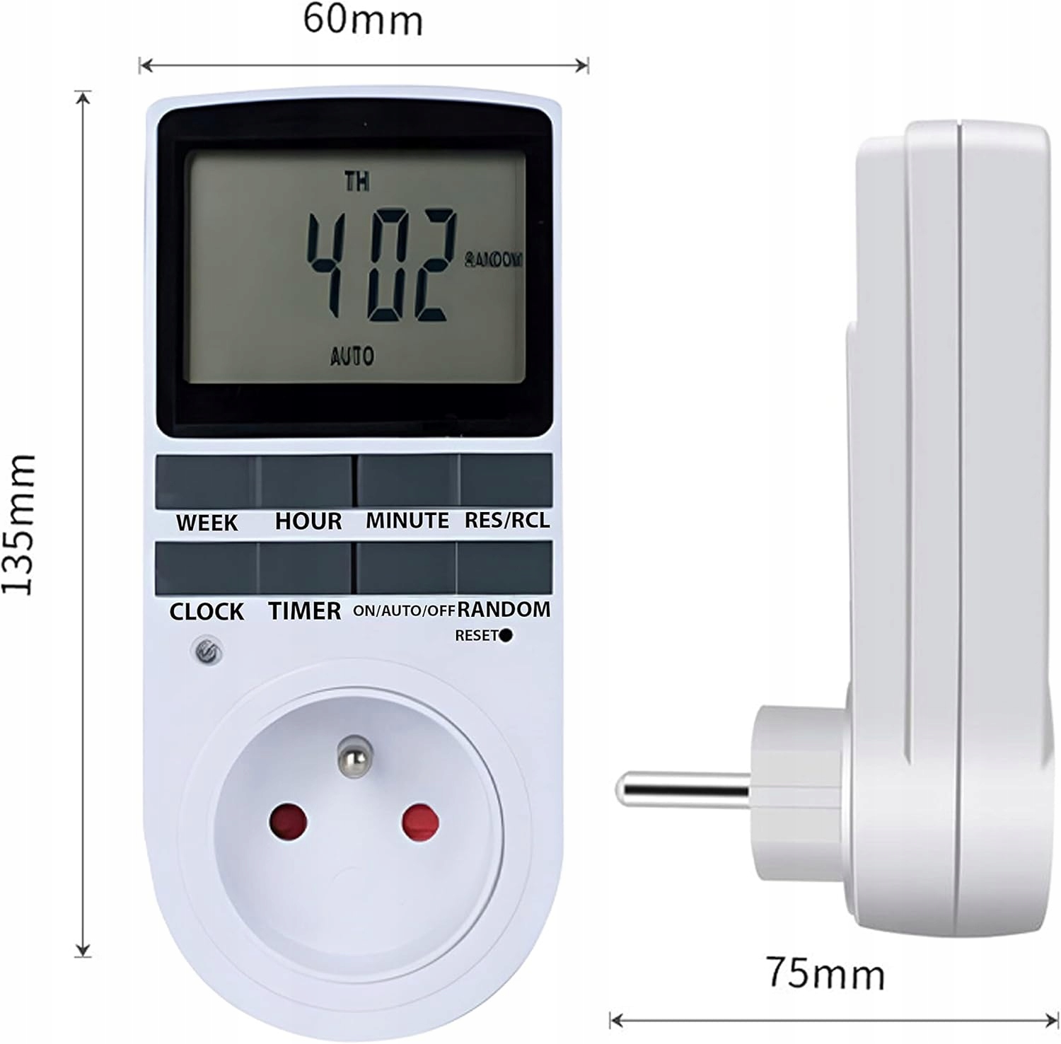 PROGRAMATOR CZASOWY DO GNIAZDKA WYŚWIETLACZ LCD 16A 10 PROGRAMÓW Stan opakowania oryginalne