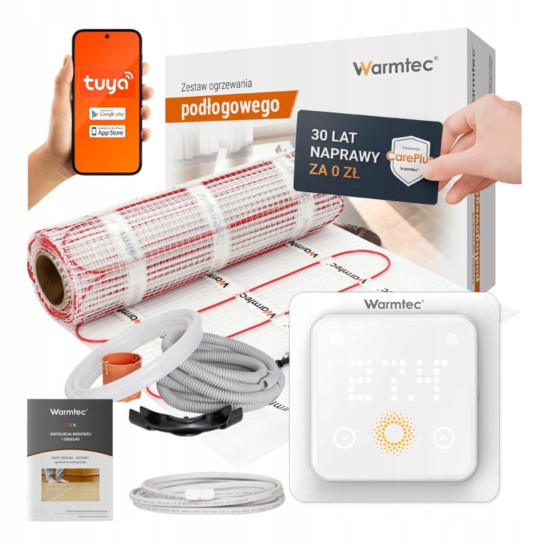 Mata grzejna grzewcza pod płytki zestaw 10m² 170W/m2 Warmtec DS2-100/FTS-BB