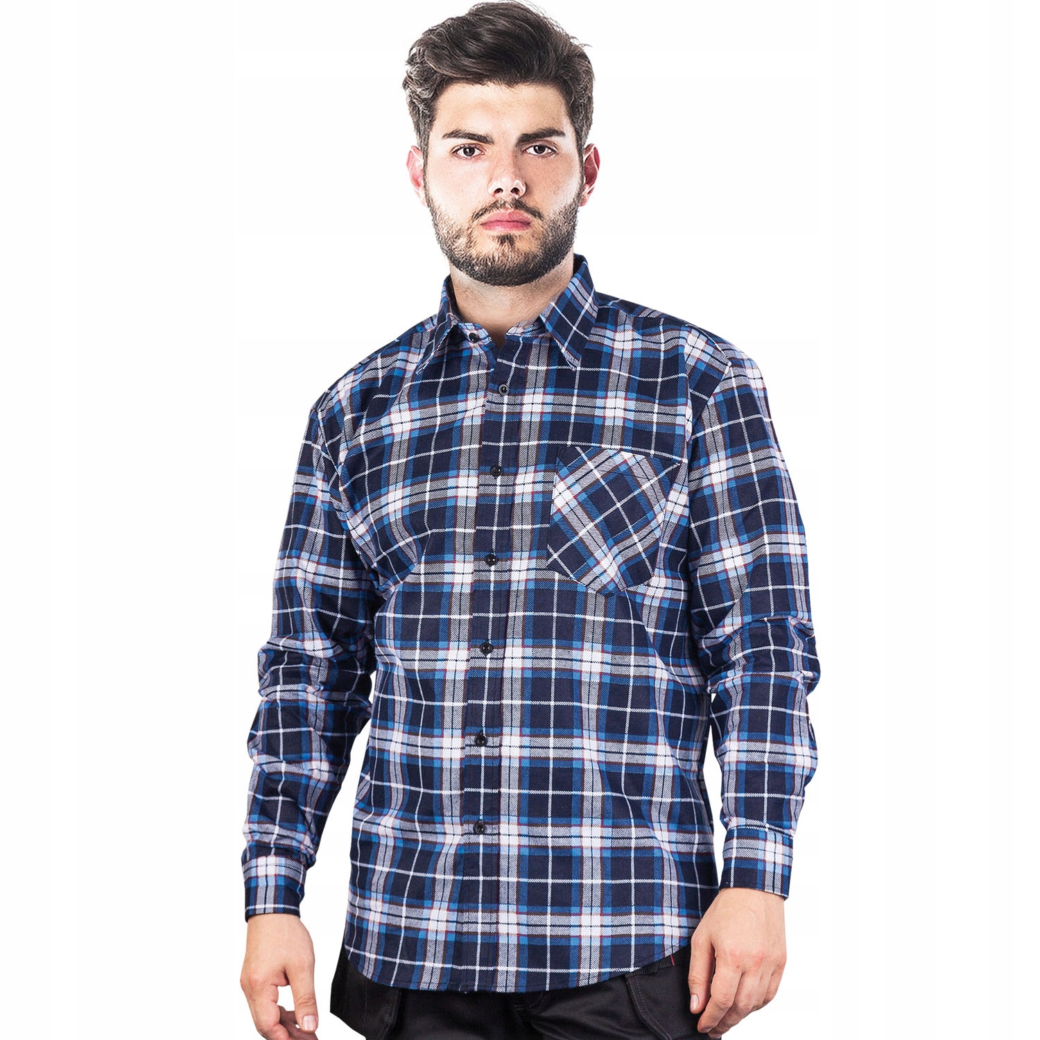 

Koszula Męska Flanelowa W Kratę Bawełna Jakość 3XL