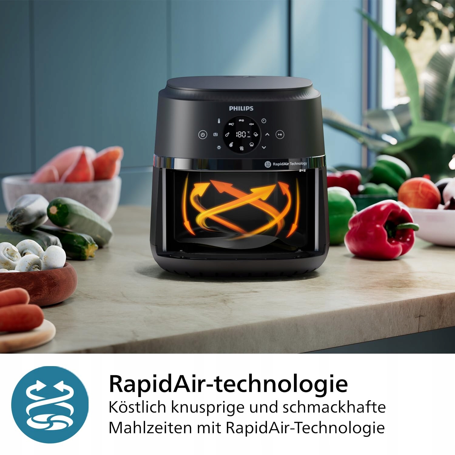 PHILIPS Airfryer 2000 Seria 4,2L Ekran Dotykowy 13 Opcji Gotowania 1500W — miniatura 5