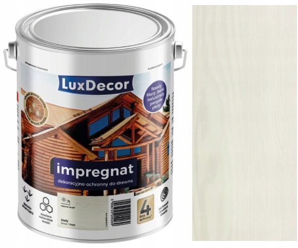 Luxdecor Impregnat Dekoracyjno Ochronny Do Drewna Biały 4.5L