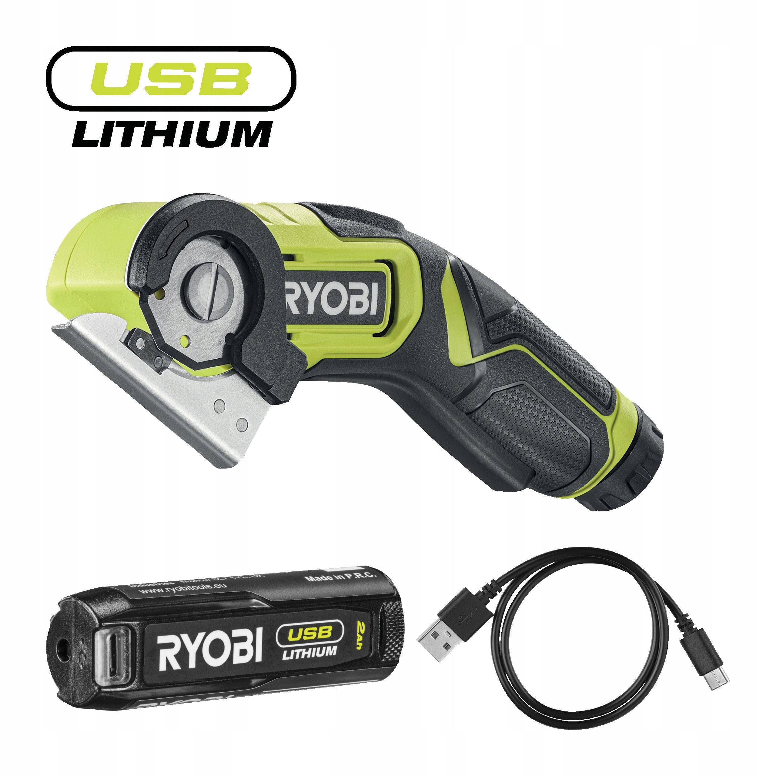 Ryobi RCT4-120G 4V kotoučový řezák Usb Lithium+ 1x řezací nůž 1x 2.0Ah akum