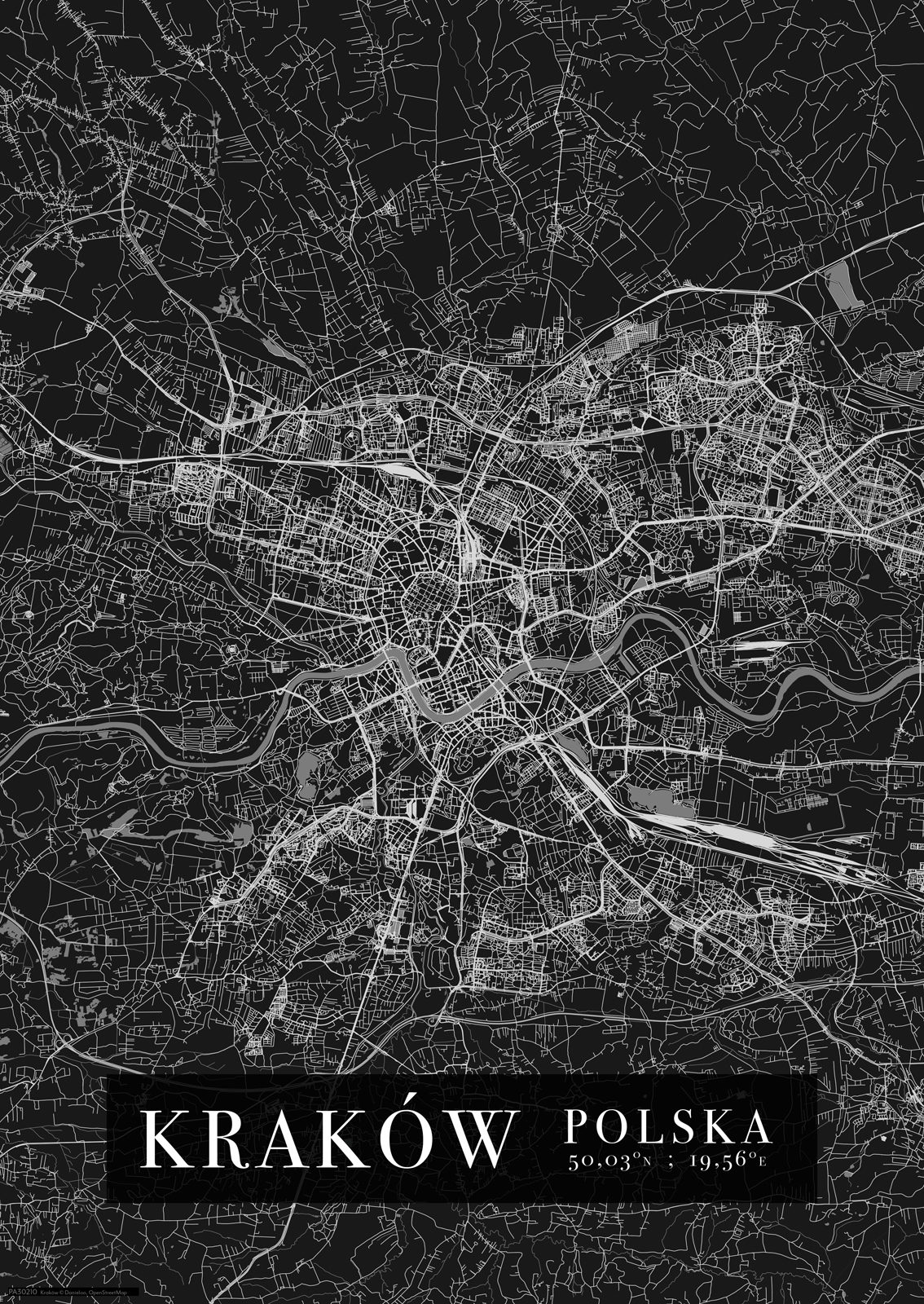 

Kraków Mapa Miasta plakat A3 29,7x42 cm