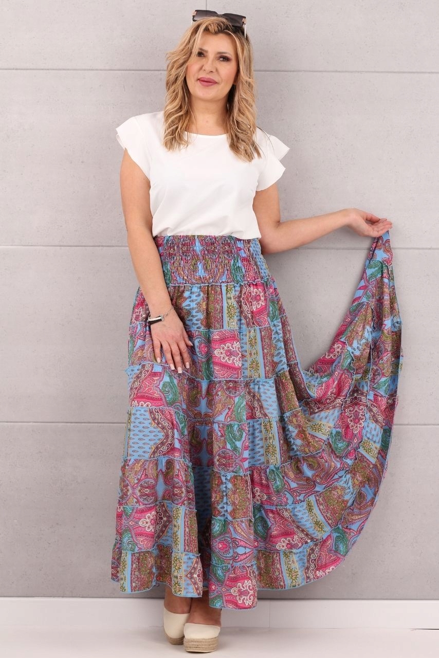 ZWIEWNA SPÓDNICA NA LATO DŁUGA WYSOKI STAN PLAŻOWA ROZMIAR UNIWERSALNY Płeć kobieta