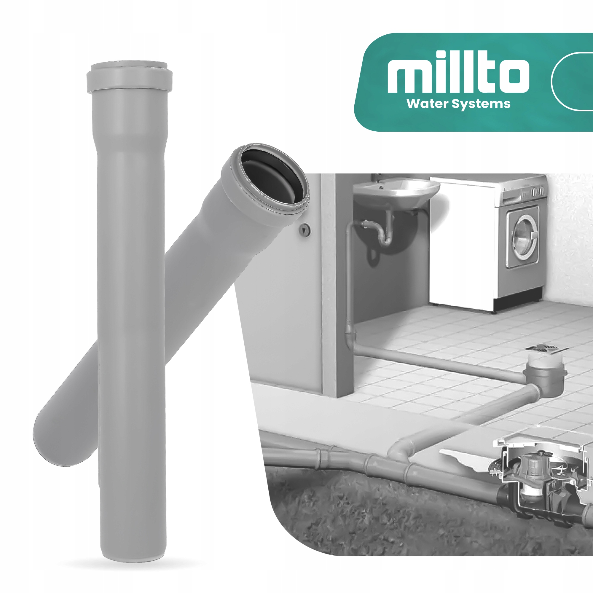 RURA KANALIZACYJNA 50x315 MM PCV PP ODPŁYWOWA WODY WEWNĘTRZNA KANALIZACJA Materiał wykonania PP