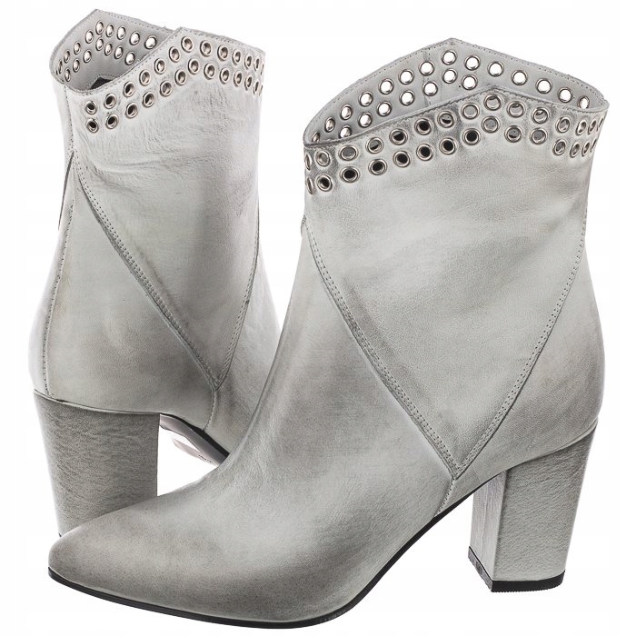 Buty Damskie Botki Venezia Białe/Szare E6 Vit