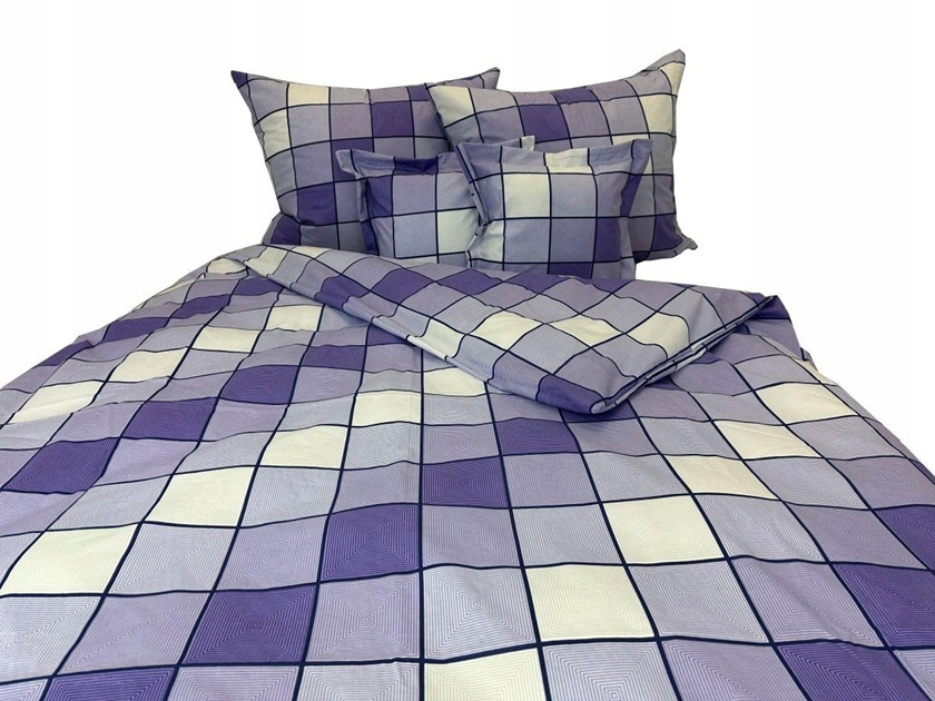 Pościel bawełniana 160x200 lux 978-5 fioletowe kwadraty