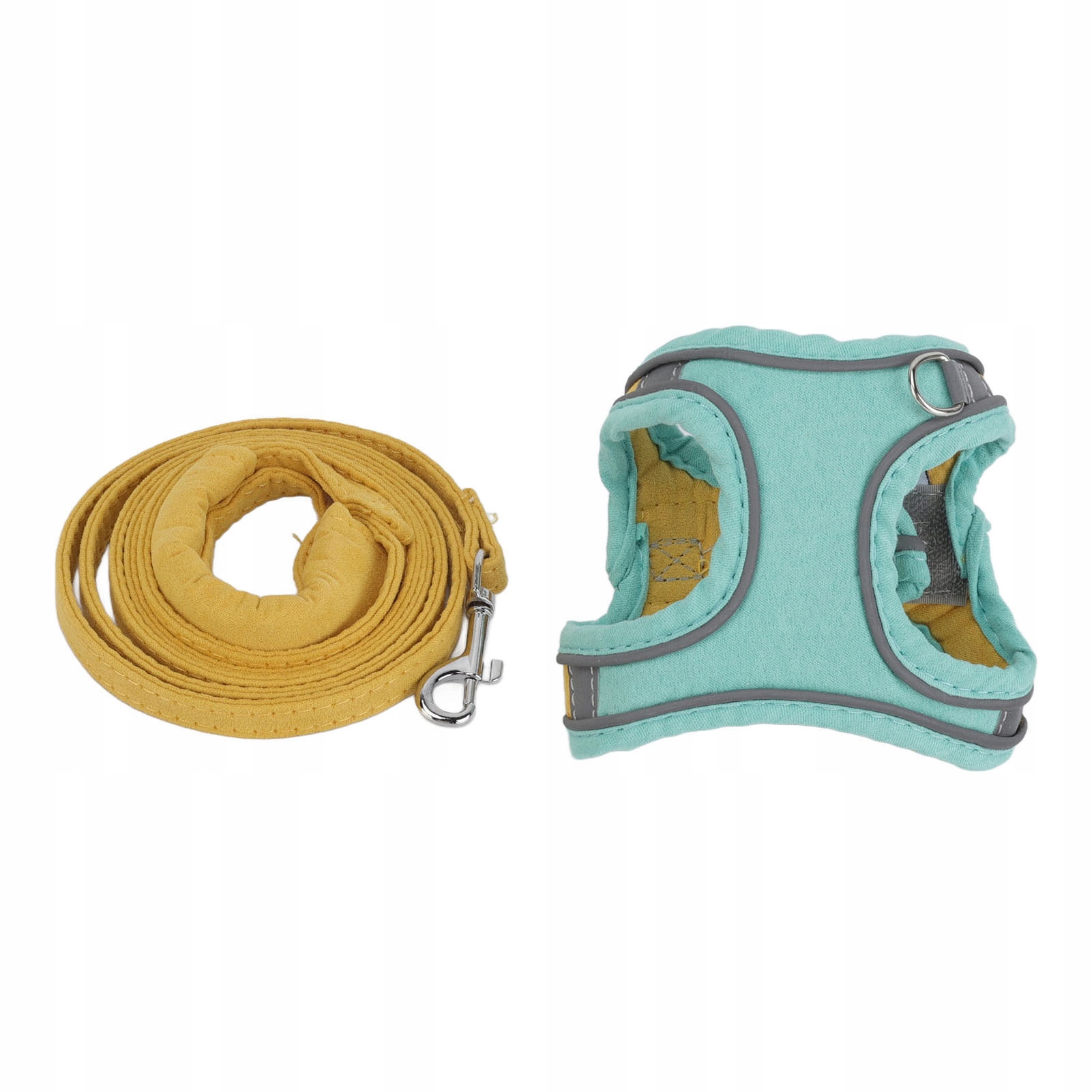 Szelki dla kota z odblaskowym paskiem regulowane żółto-zielone M