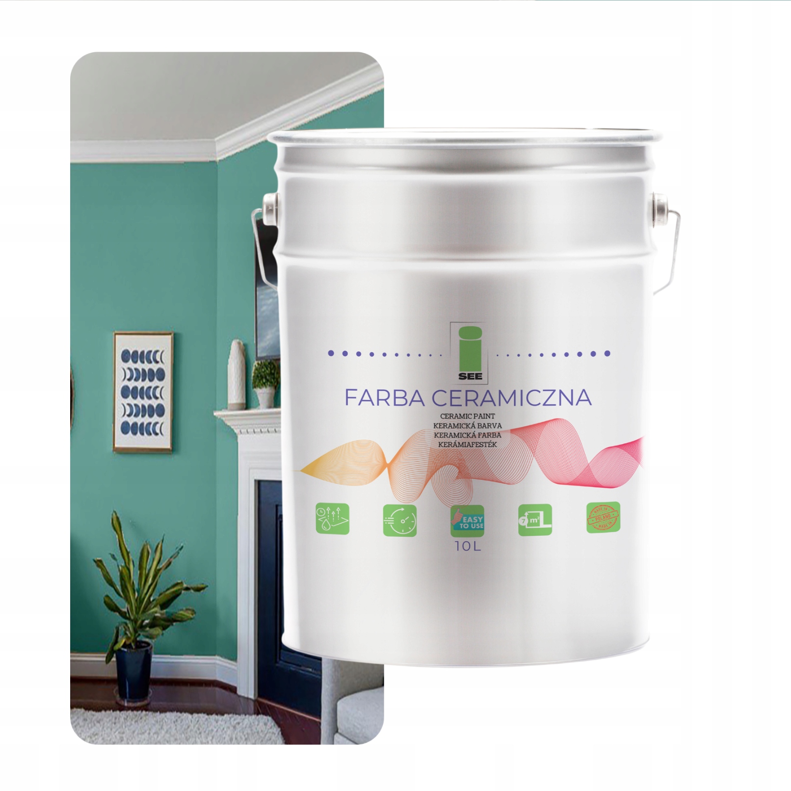 Umývateľná Keramická Farba Na Steny Zelená Pastelová 10 L Odolná Voči Škvrnám