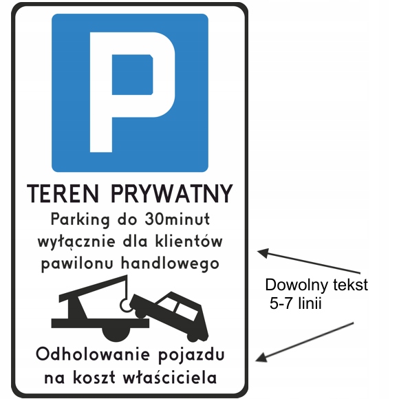 Tablica Informacyjna drogowa Parking + treść Odbla