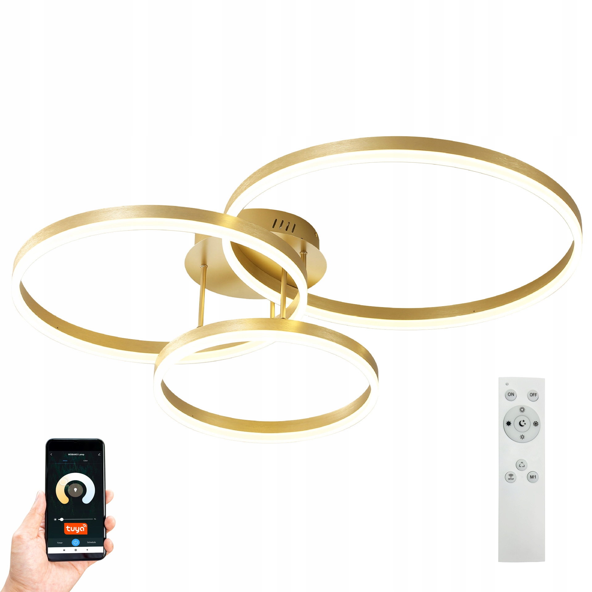 Lampa żyrandol Led pilot Tuya okrąg 20/30/40cm ring sufit plafon Wobako