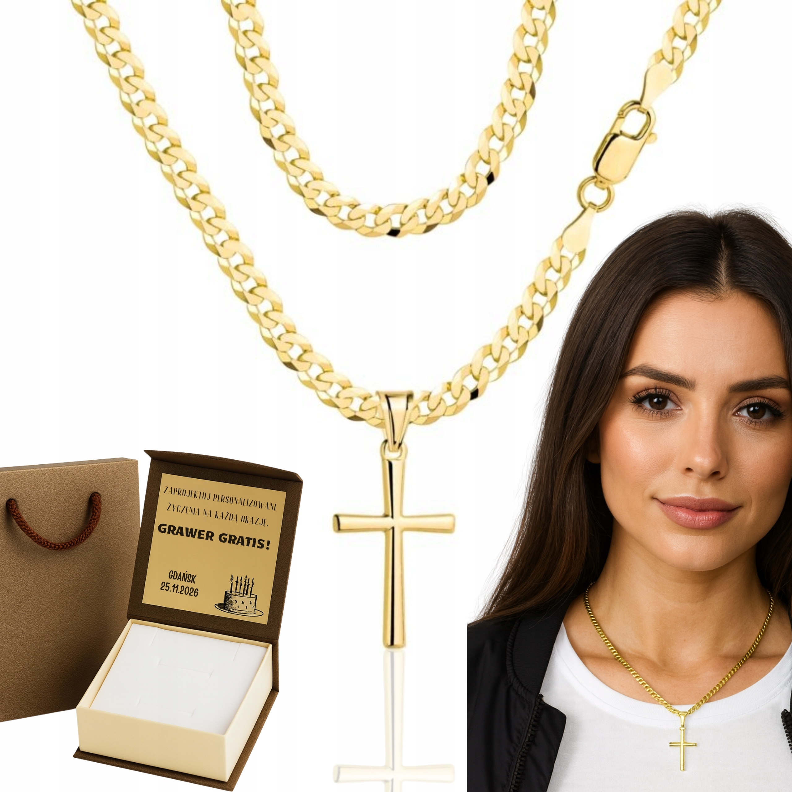 Dámský Řetízek řetízek s křížem Pr 925 585, Gravírování Bonus