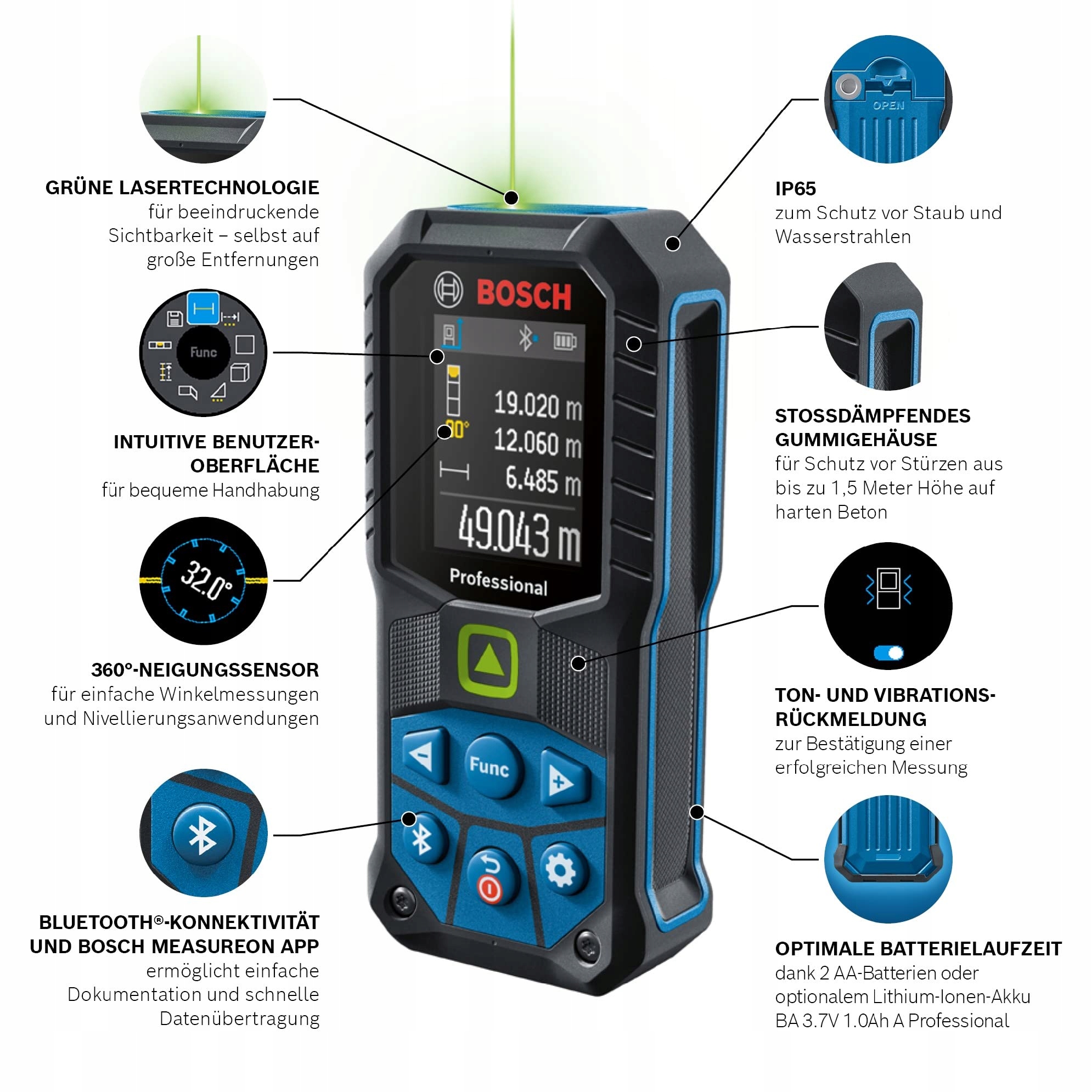 BOSCH GLM 50-27 CG Zielony Laser 50m IP65 Bluetooth — miniatura 2