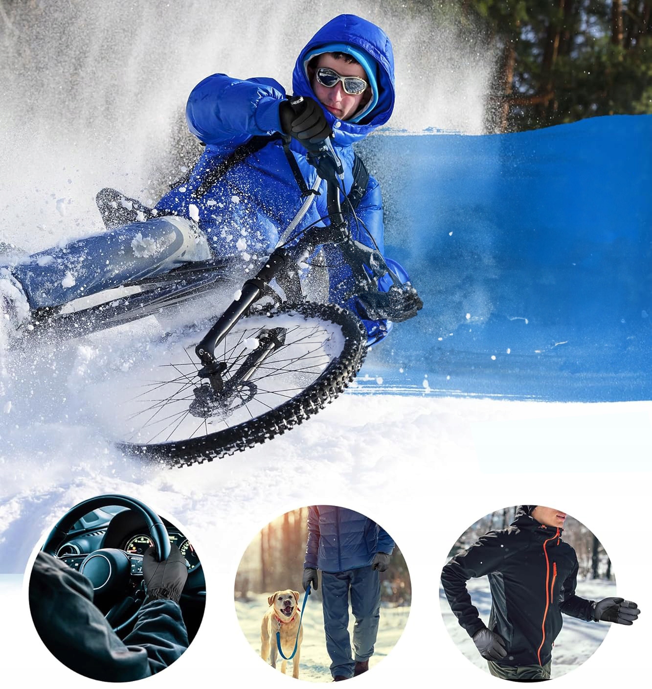 CIEPŁE RĘKAWICZKI DOTYKOWE NA ROWER ZIMOWE NA NARTY OCIEPLANE SMART L/XL Rozmiar L/XL