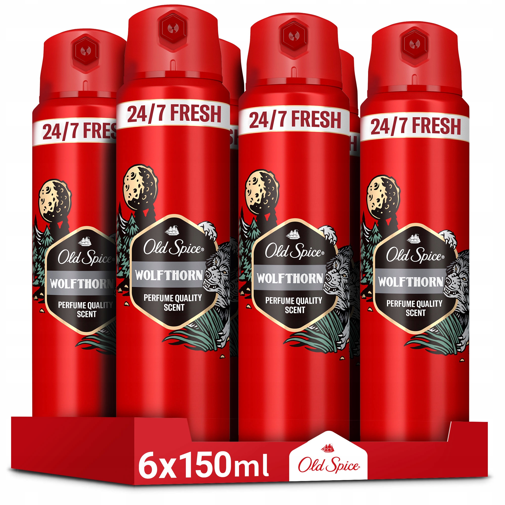Old Spice Wolfthorn Deodorant ve spreji pro muže 6x150ml, svěžest 24/7