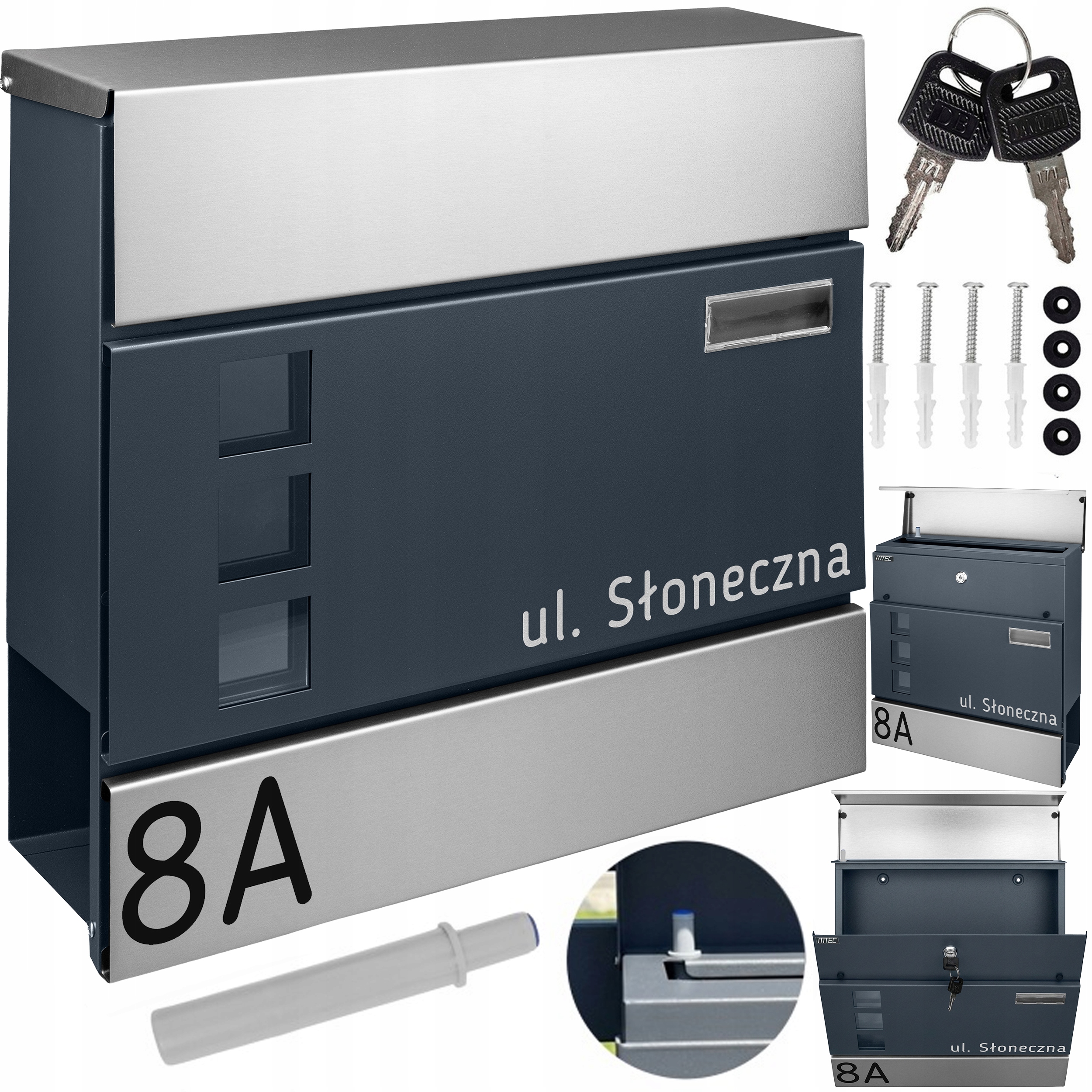 Poštovní Schránka S Adresou A Nápisem Antracitová Poštovní Velká na A4 RAL7016