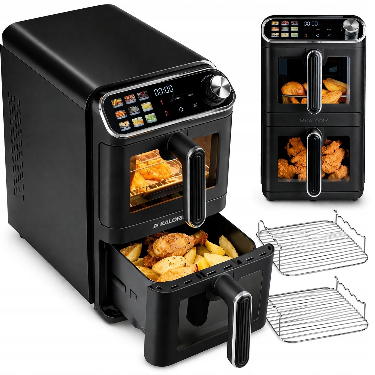 Frytkownica Beztłuszczowa Wieżowa Pionowa 11L 2460W Air Fryer XXL 2 Ruszty