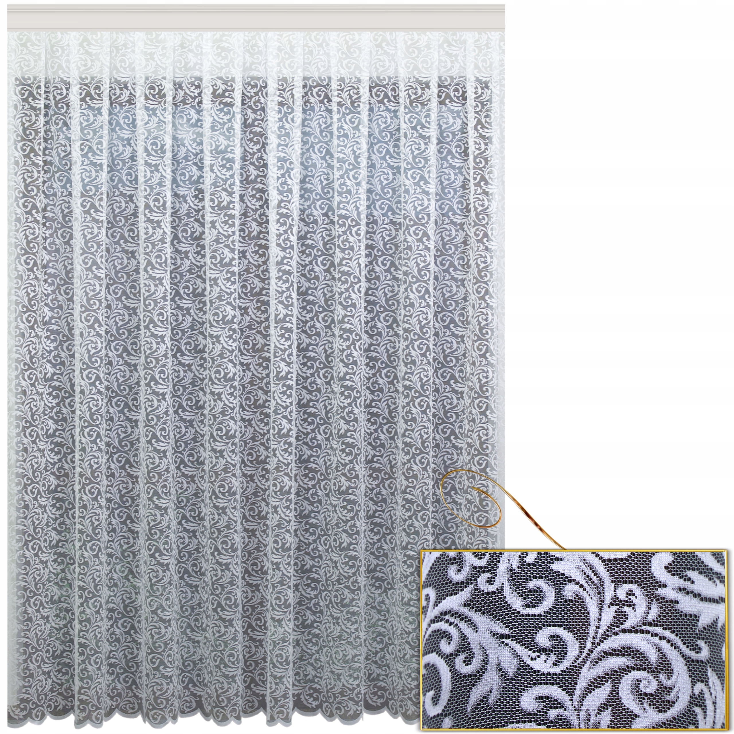 Záclona Do Pokoje Hotová Bílá Žakárová Na Pásku Bez Žehlení 300 x 240 cm